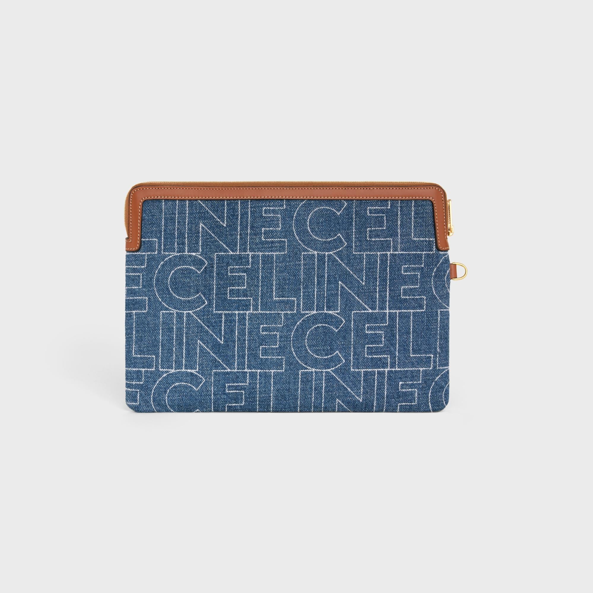 Small Pouch With Strap - Navy/Tan - Image 3