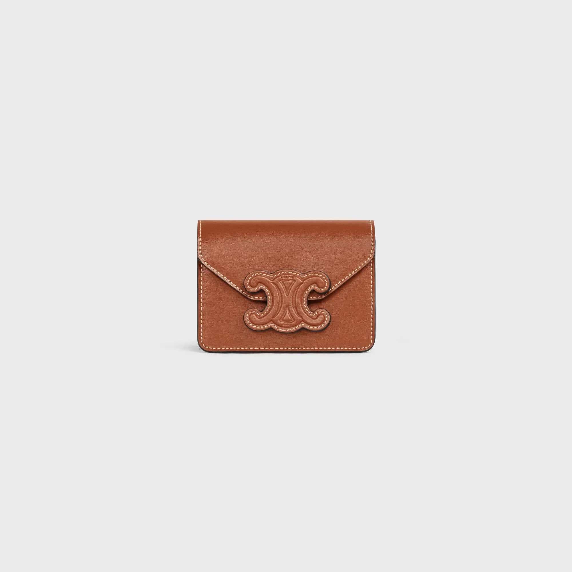 Card Holder On Chain Leather - Tan