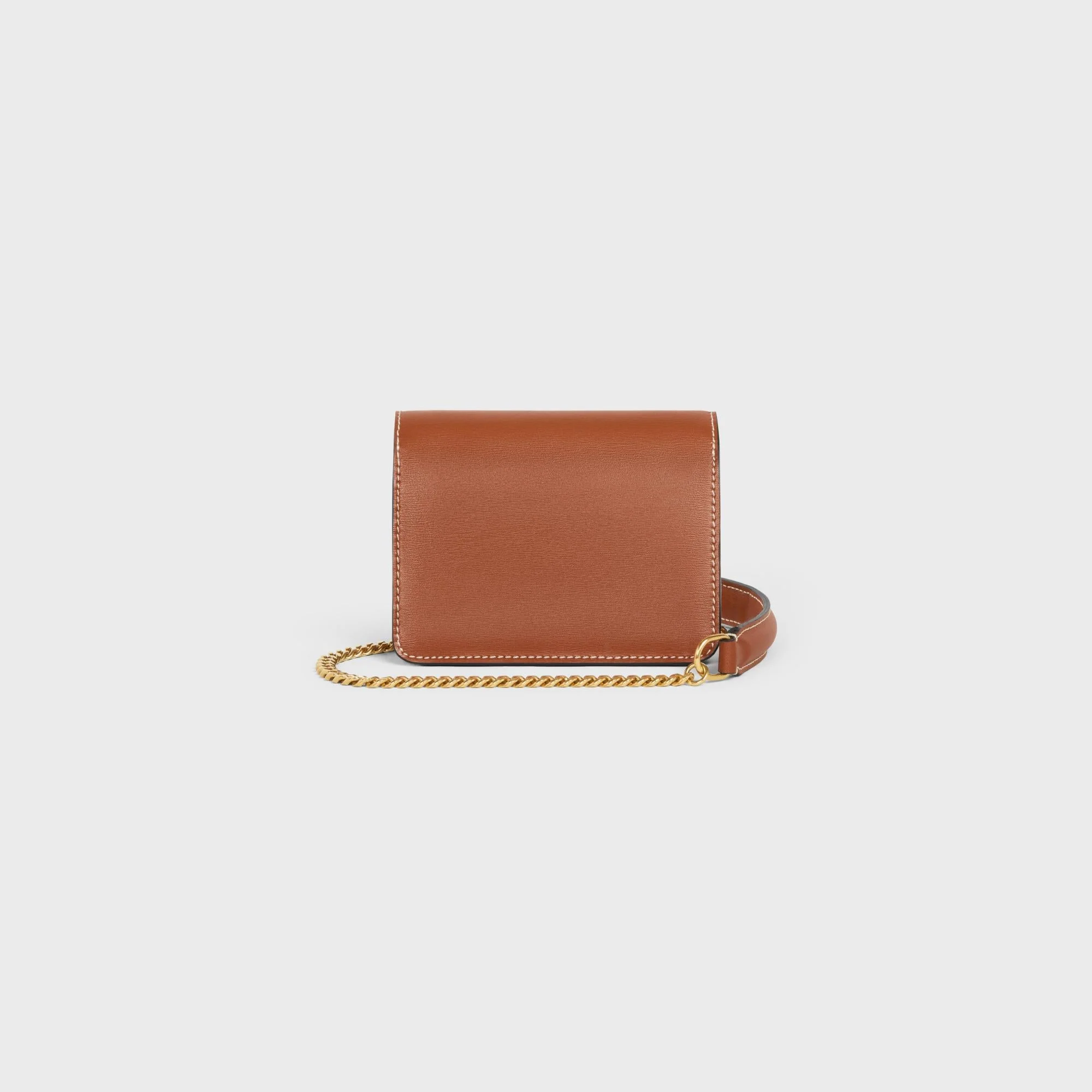 Card Holder On Chain Leather - Tan - Image 3