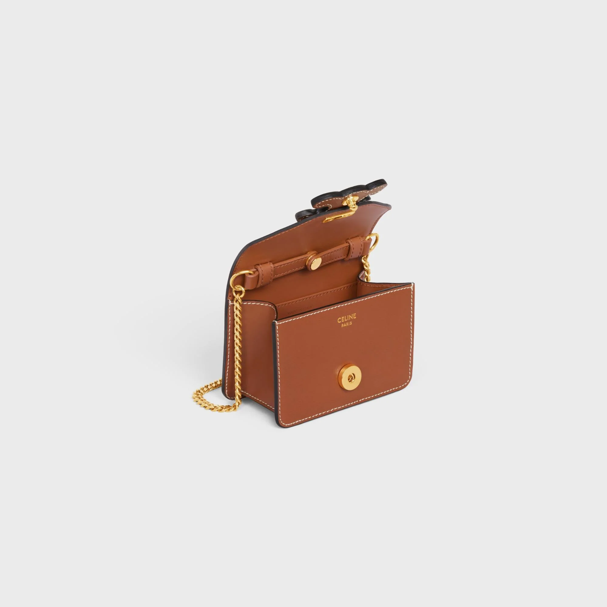Card Holder On Chain Leather - Tan - Image 4