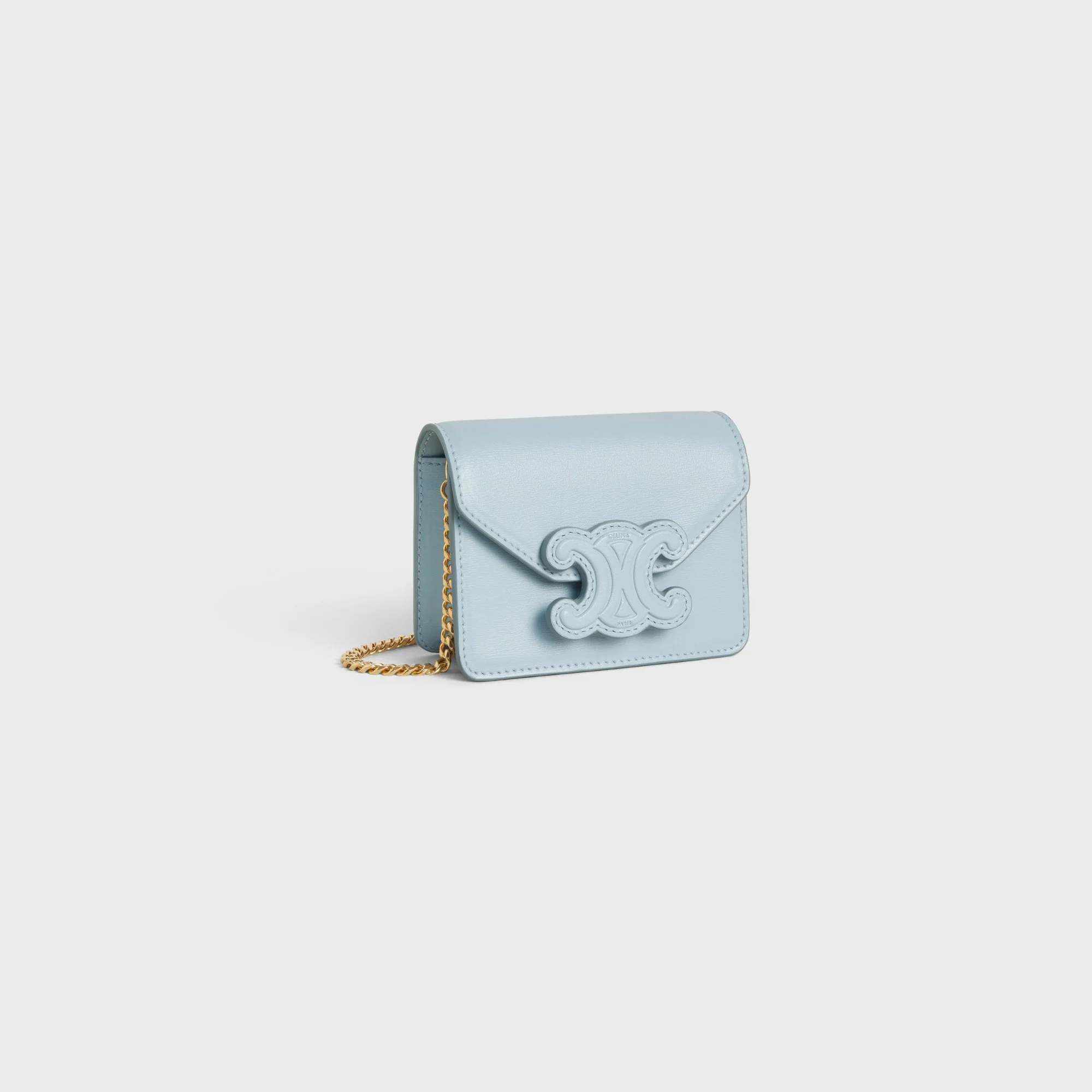 Card Holder On Chain Leather - Ice Blue - Image 3