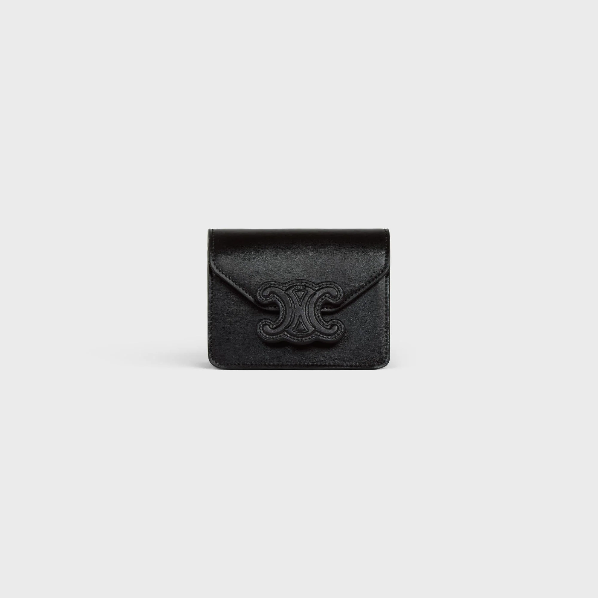 Card Holder On Chain Leather - Black