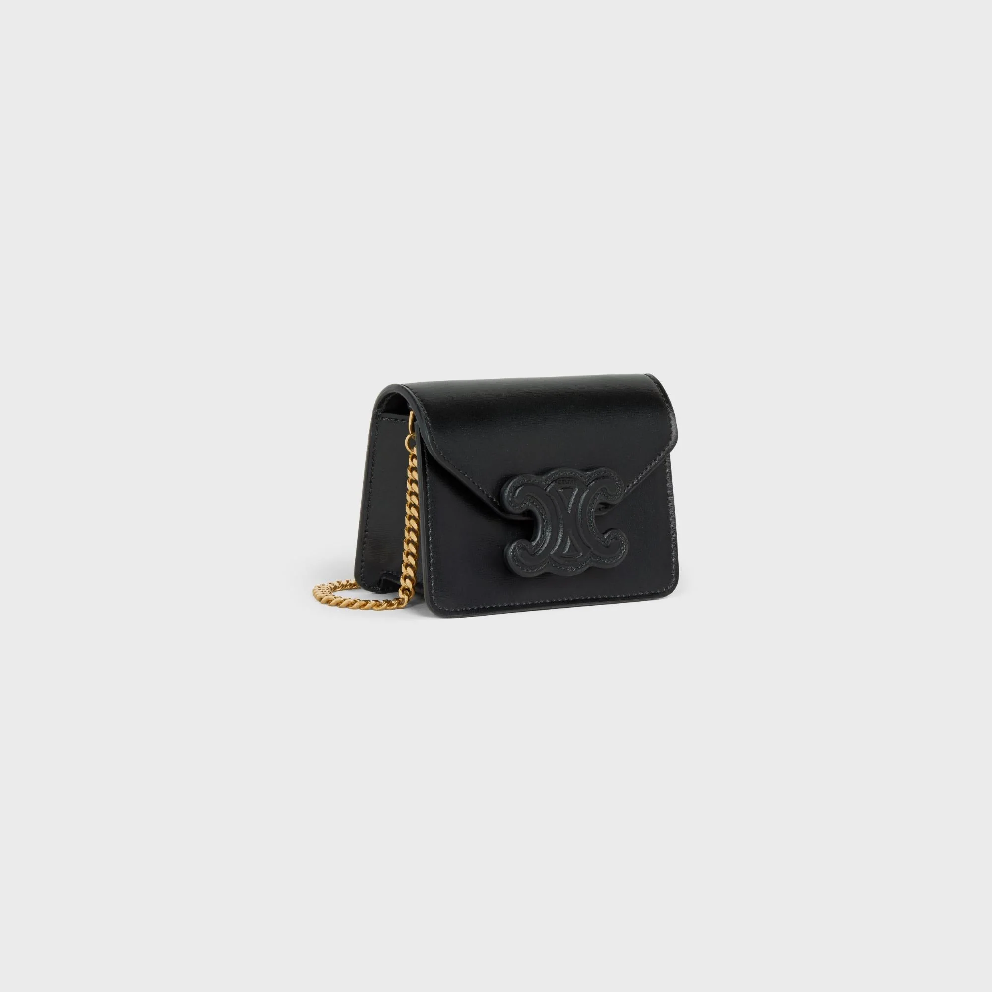 Card Holder On Chain Leather - Black - Image 2