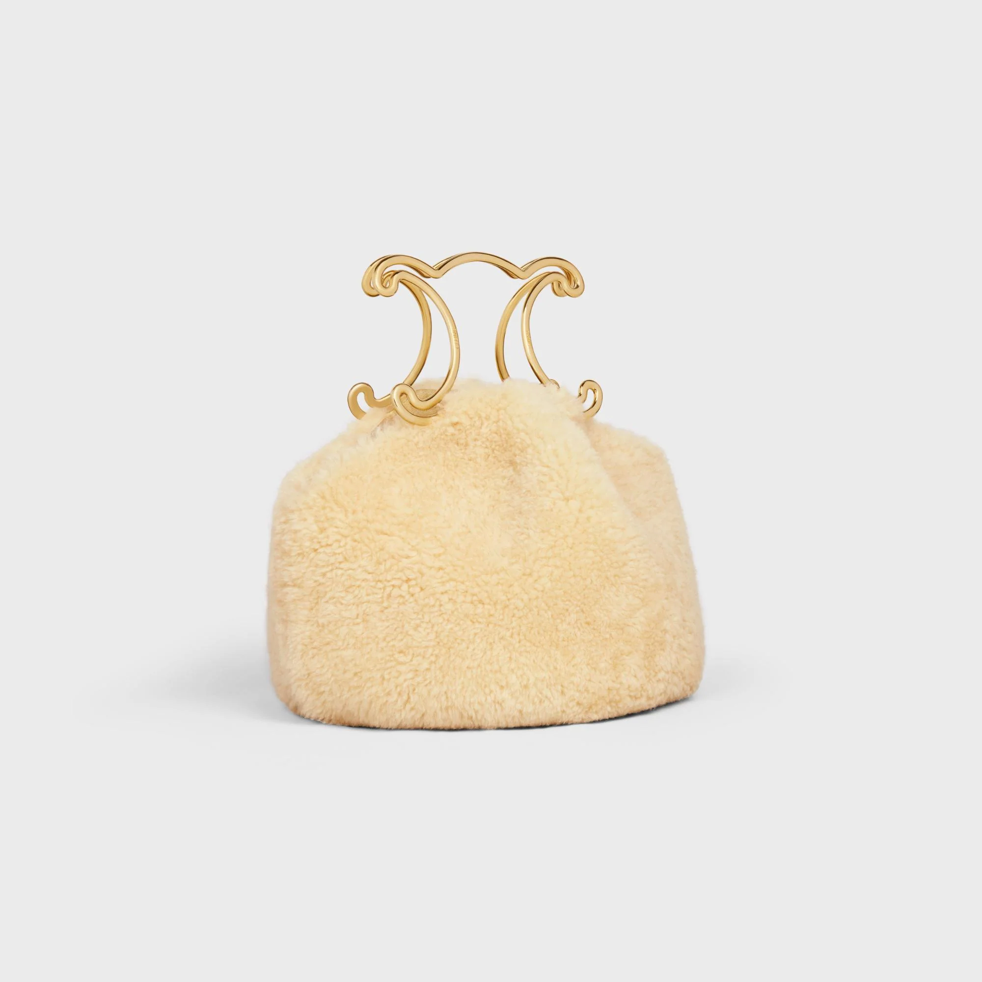 Triomphe Frame Pleated Purse - Natural