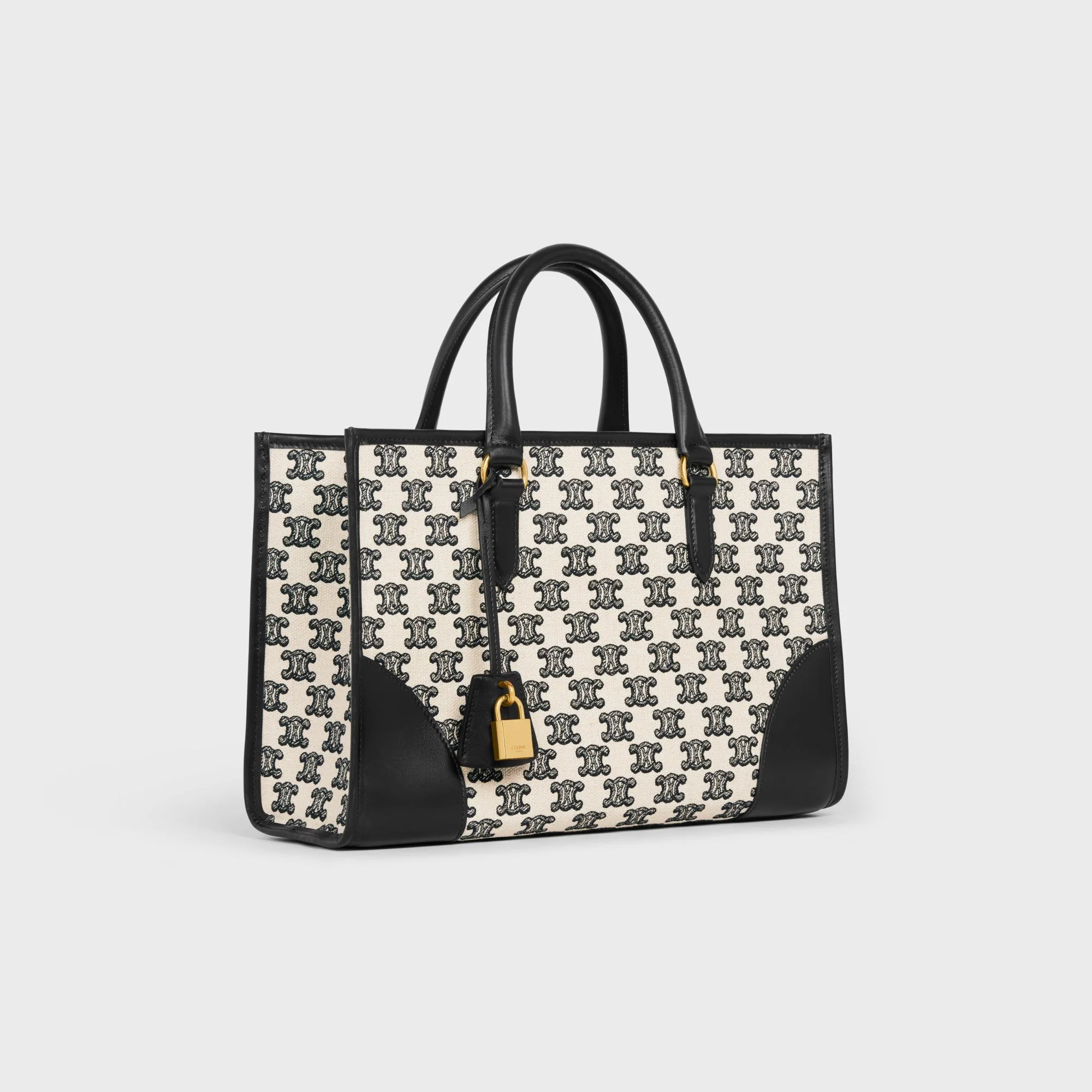 Triomphe Embroidery Mini Horizontal Tote - Black - Image 2
