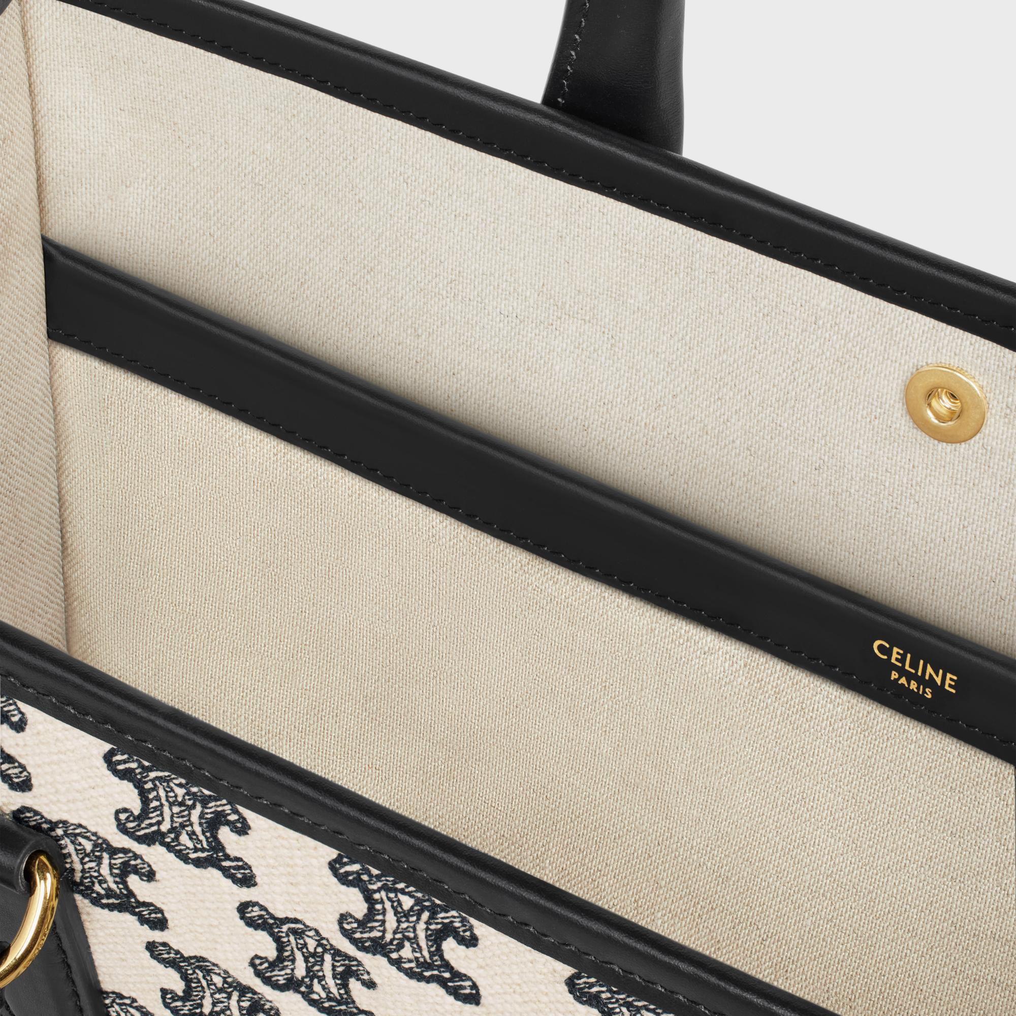 Triomphe Embroidery Mini Horizontal Tote - Black - Image 4