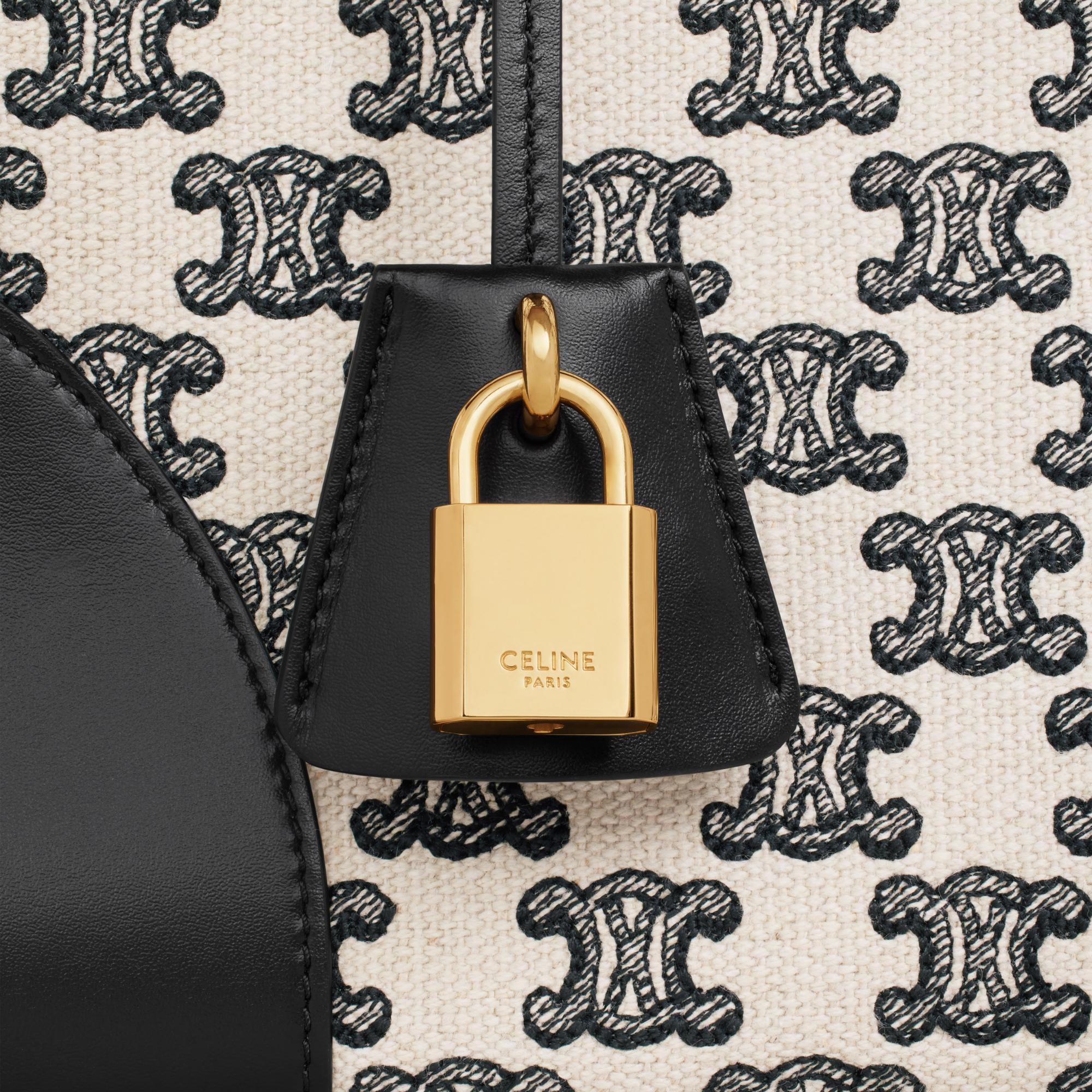 Triomphe Embroidery Mini Horizontal Tote - Black - Image 5