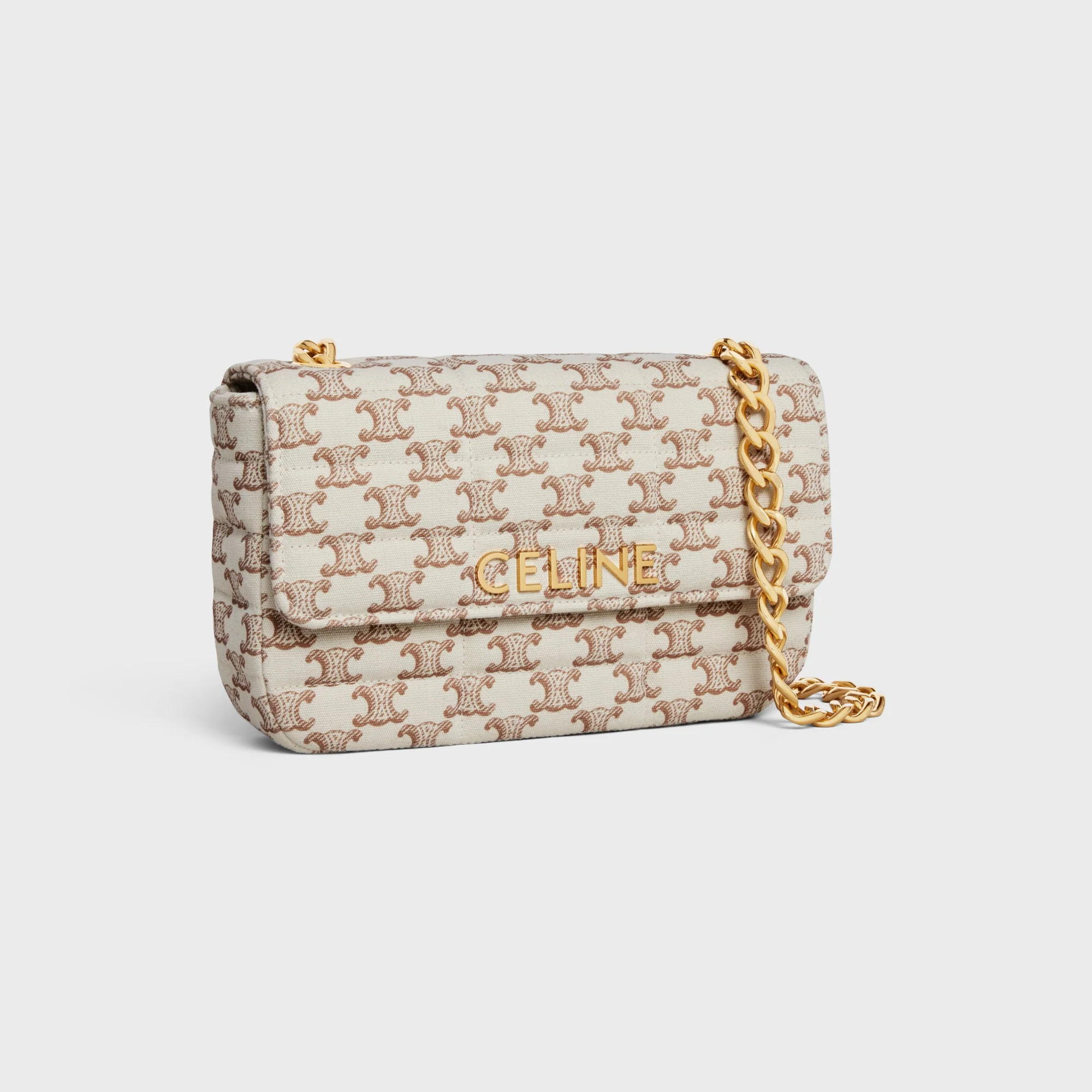 Celine Monochrome Quilted Chain Shoulder Bag - White - Image 3