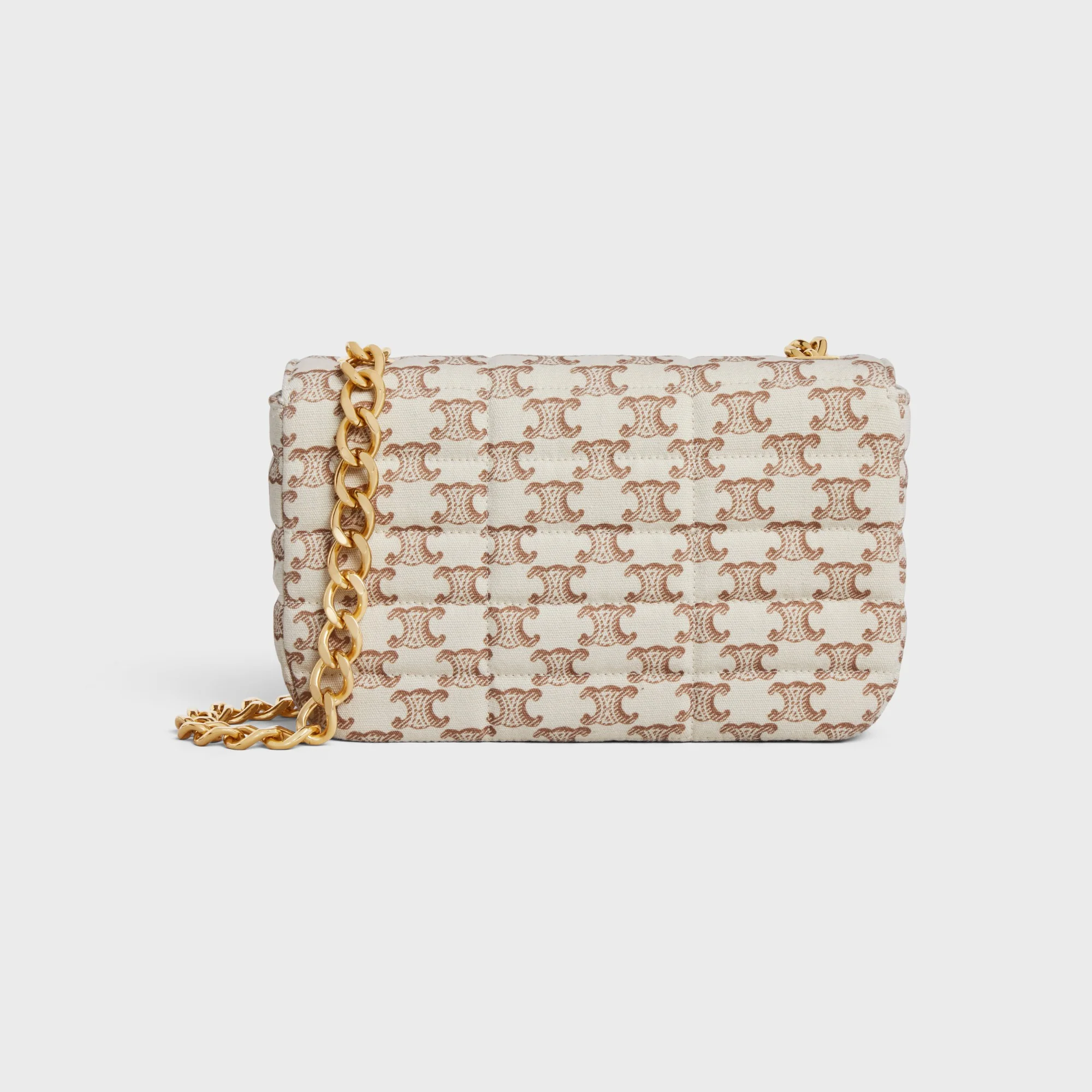 Celine Monochrome Quilted Chain Shoulder Bag - White - Image 5