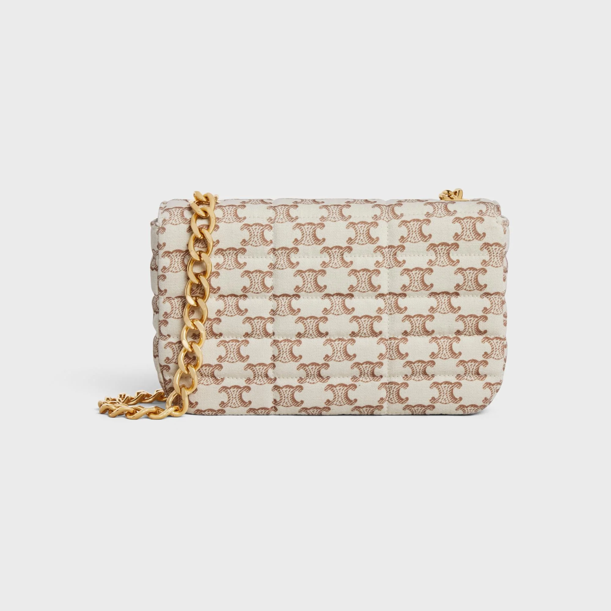 Celine Monochrome Quilted Chain Shoulder Bag - White - Image 6
