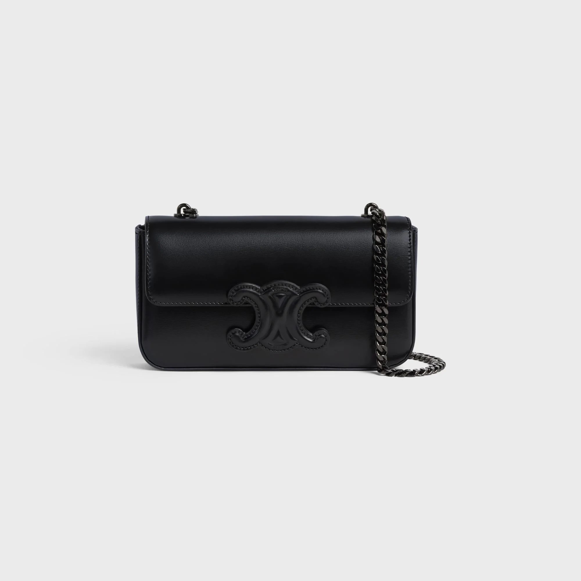 Cuir Triomphe Chain Shoulder Bag - Black/Black