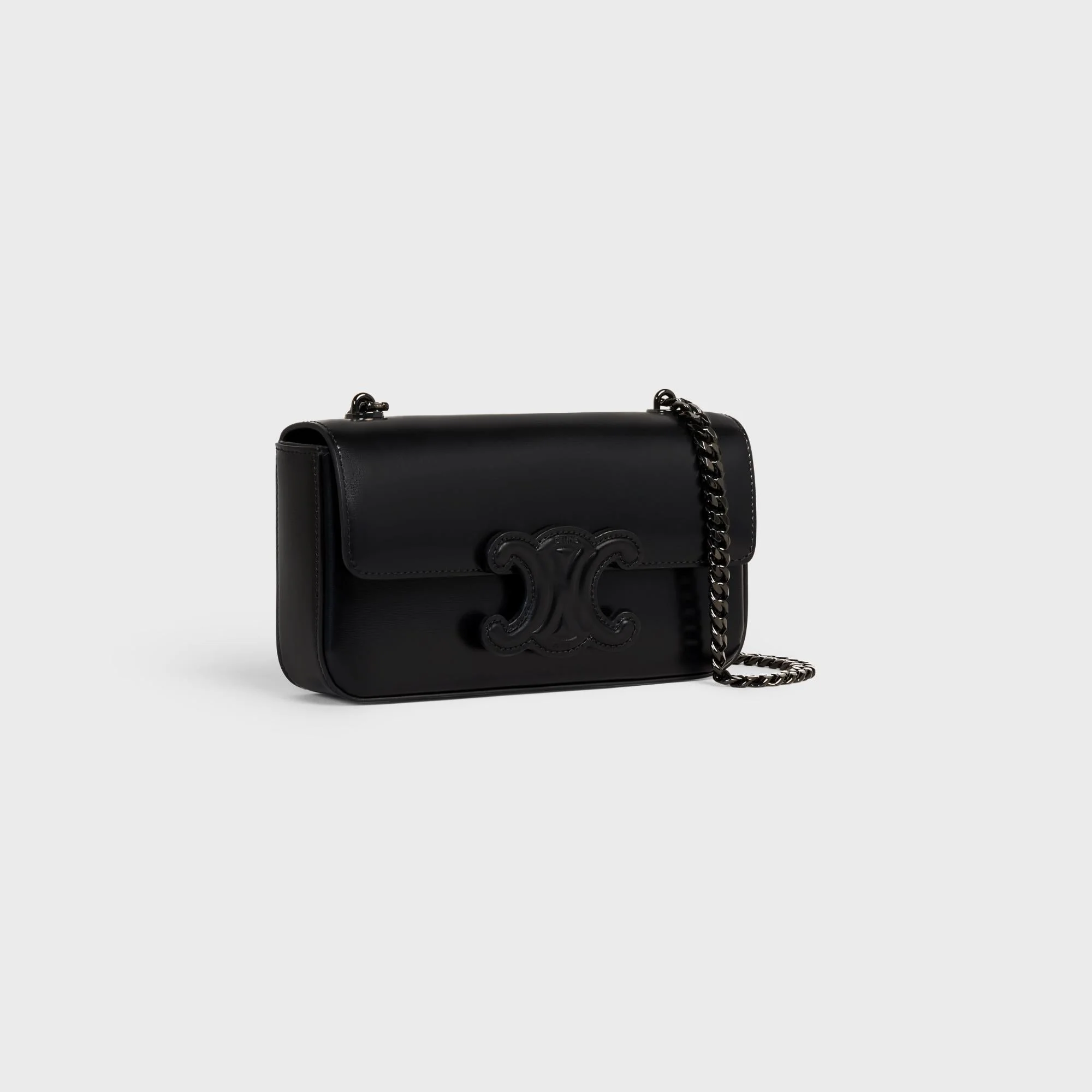 Cuir Triomphe Chain Shoulder Bag - Black/Black - Image 2