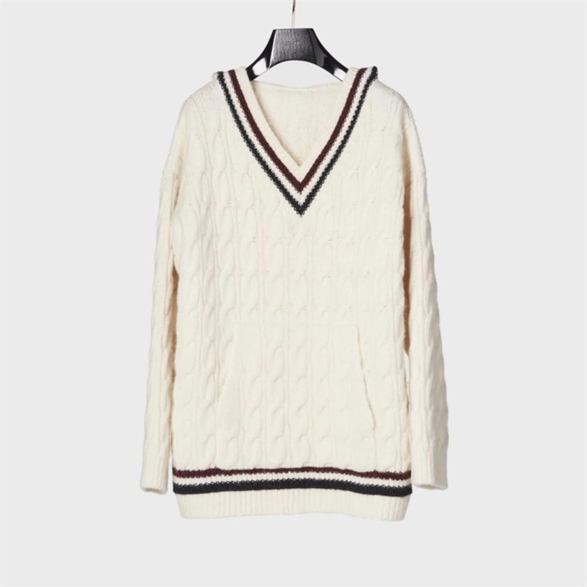 Oversized Hoodie - Off White/Navy/Burgundy