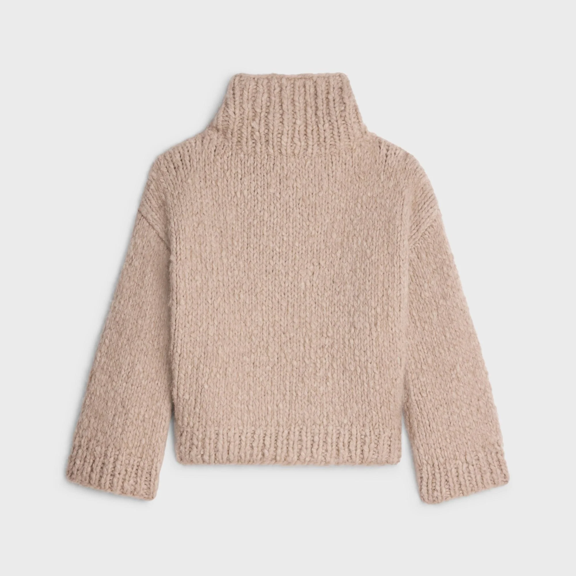 Oversized Mock Neck Sweater - Taupe - Image 2