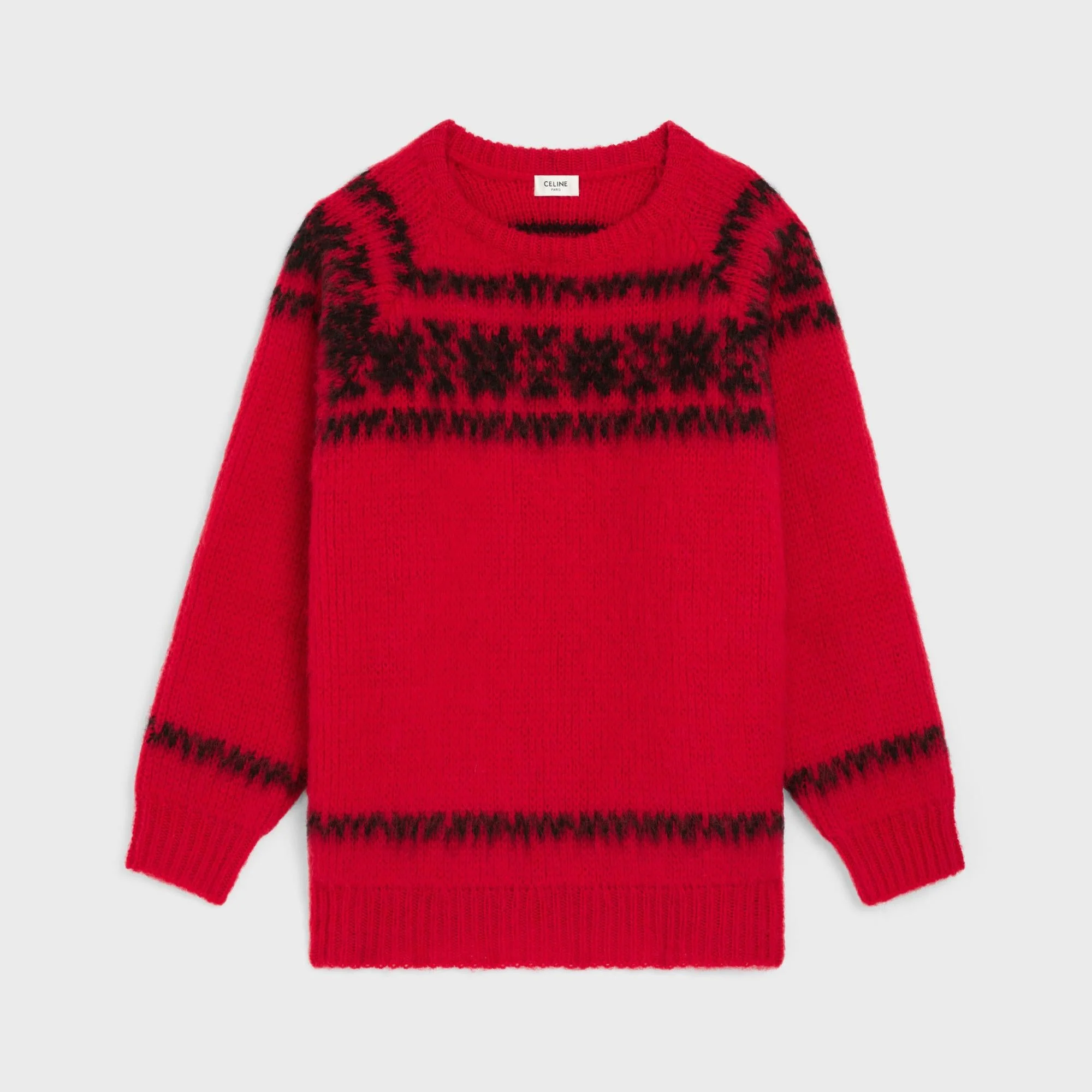 Boxy Round Neck Sweater - Red/Black