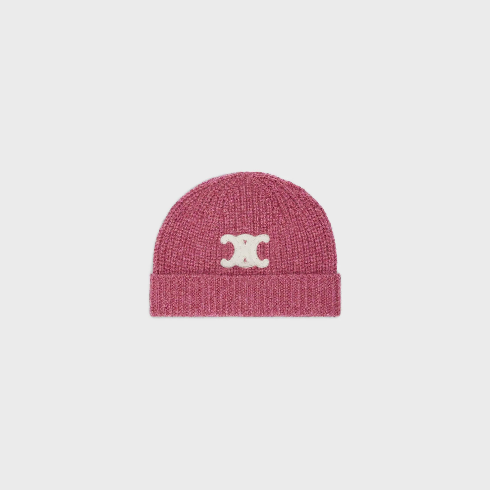 Triomphe Embroidered Beanie - Dark Pink