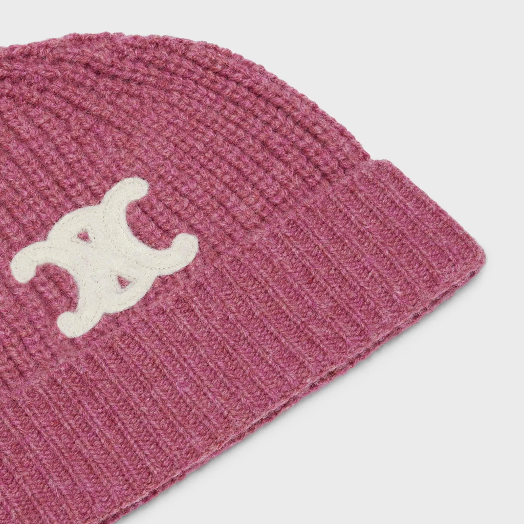 Triomphe Embroidered Beanie - Dark Pink - Image 3