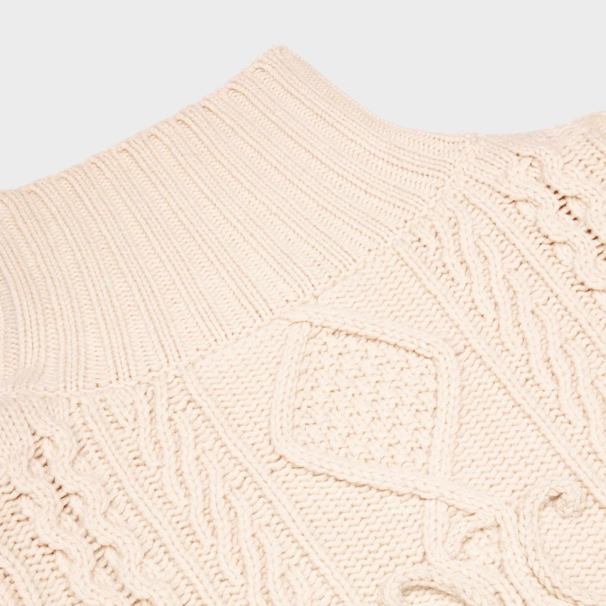 Cropped High Collar Sweater - Off White - Image 3