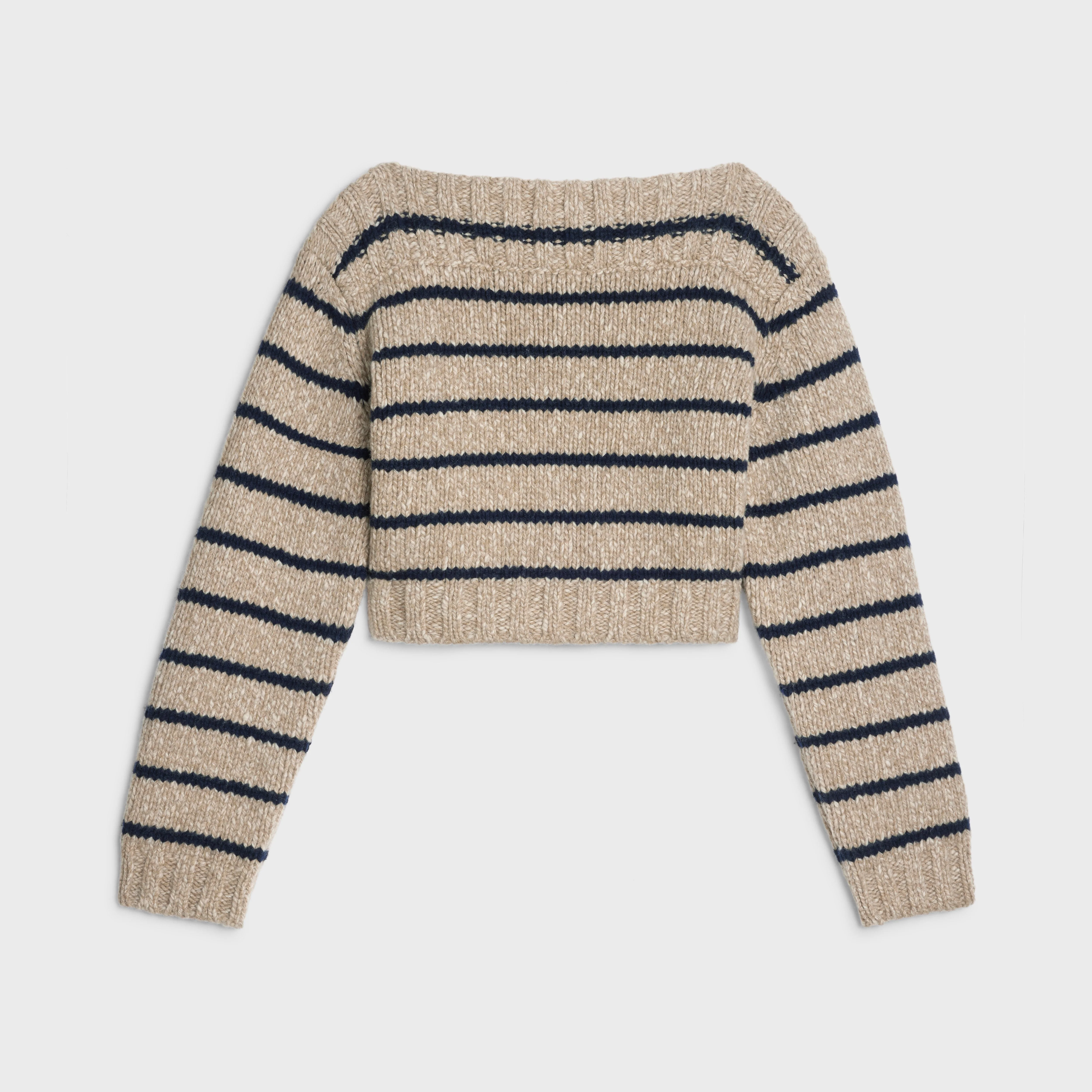 Boat Neck Sweater - Taupe/Navy