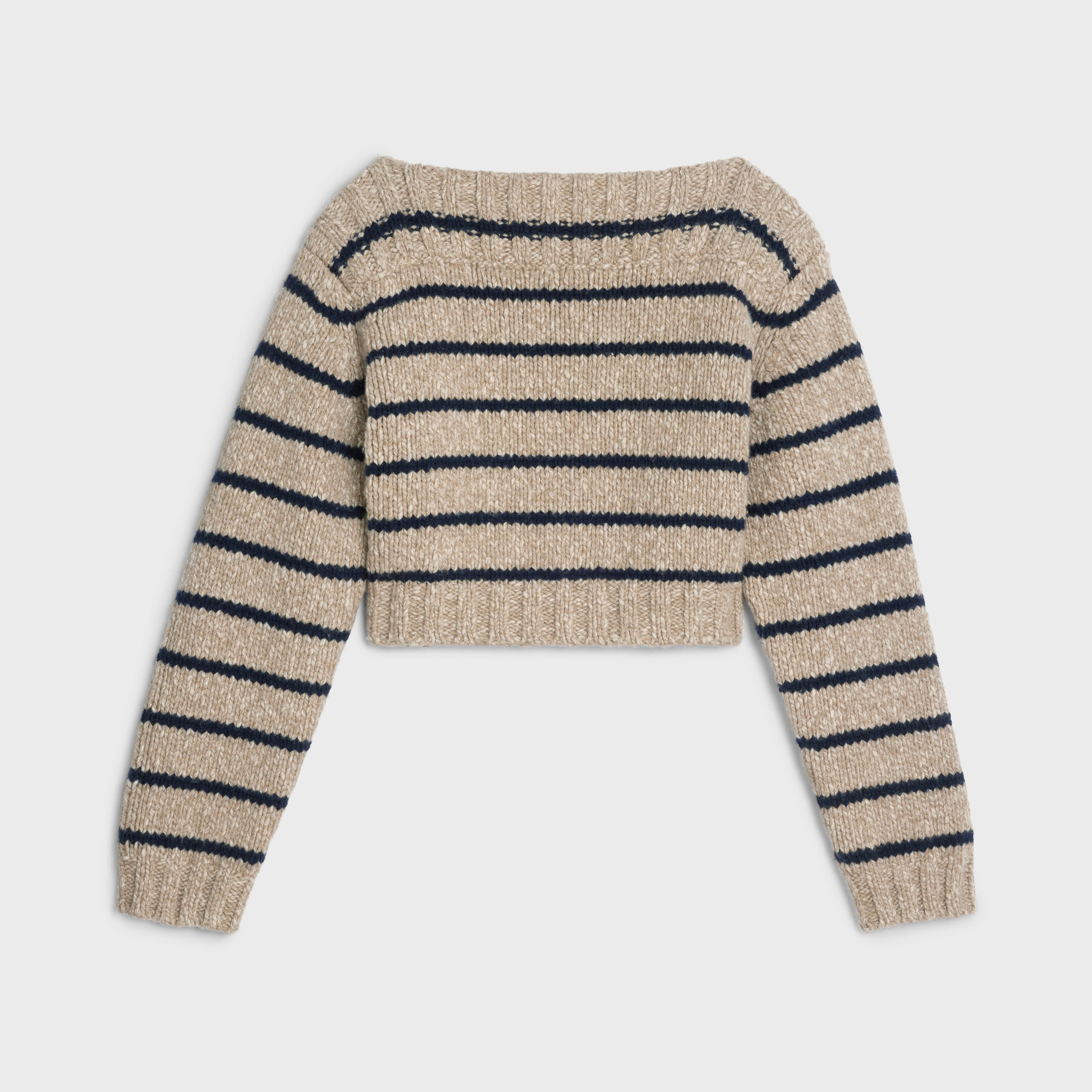 Boat Neck Sweater - Taupe/Navy - Image 2