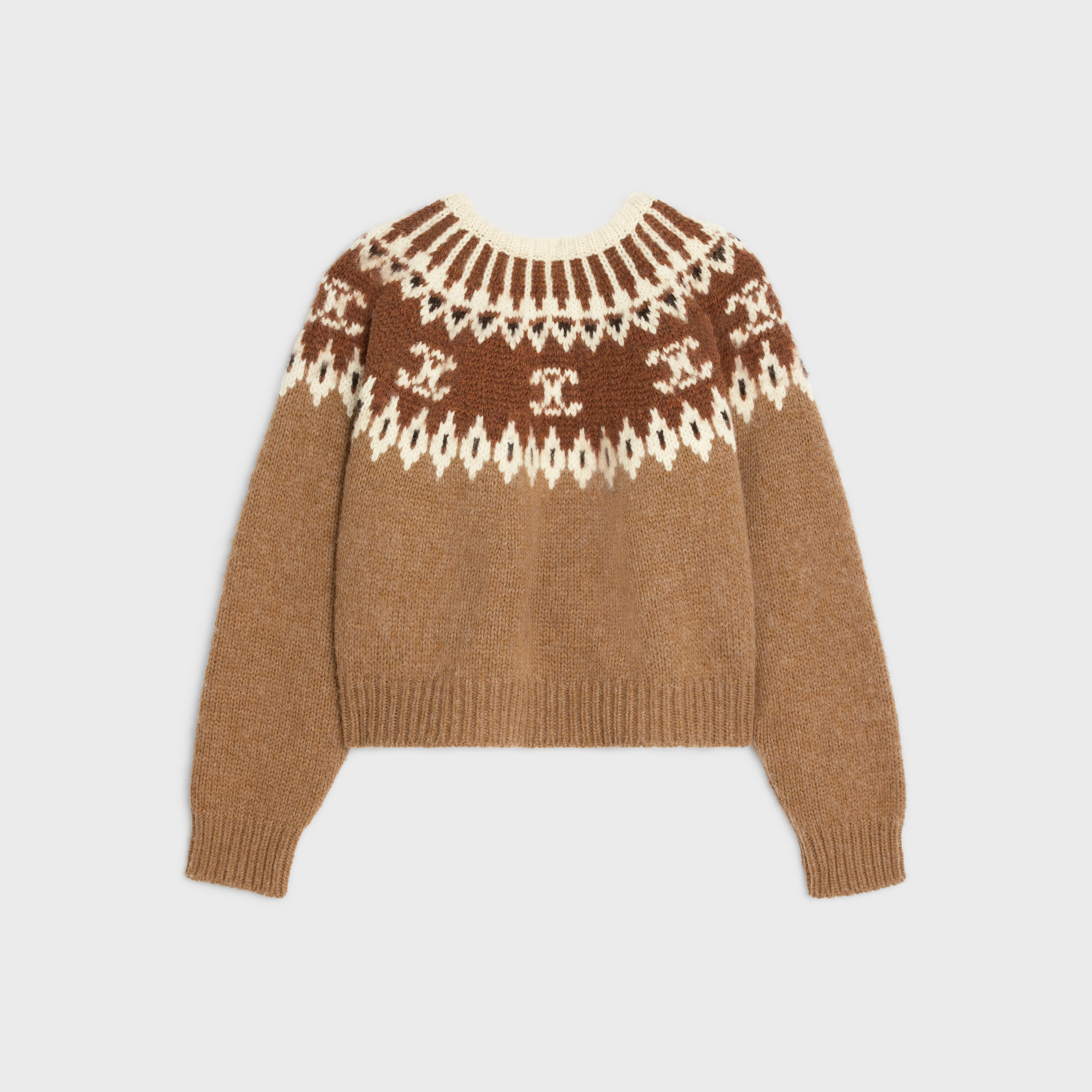 Cropped Round Neck Sweater - Camel - Image 2