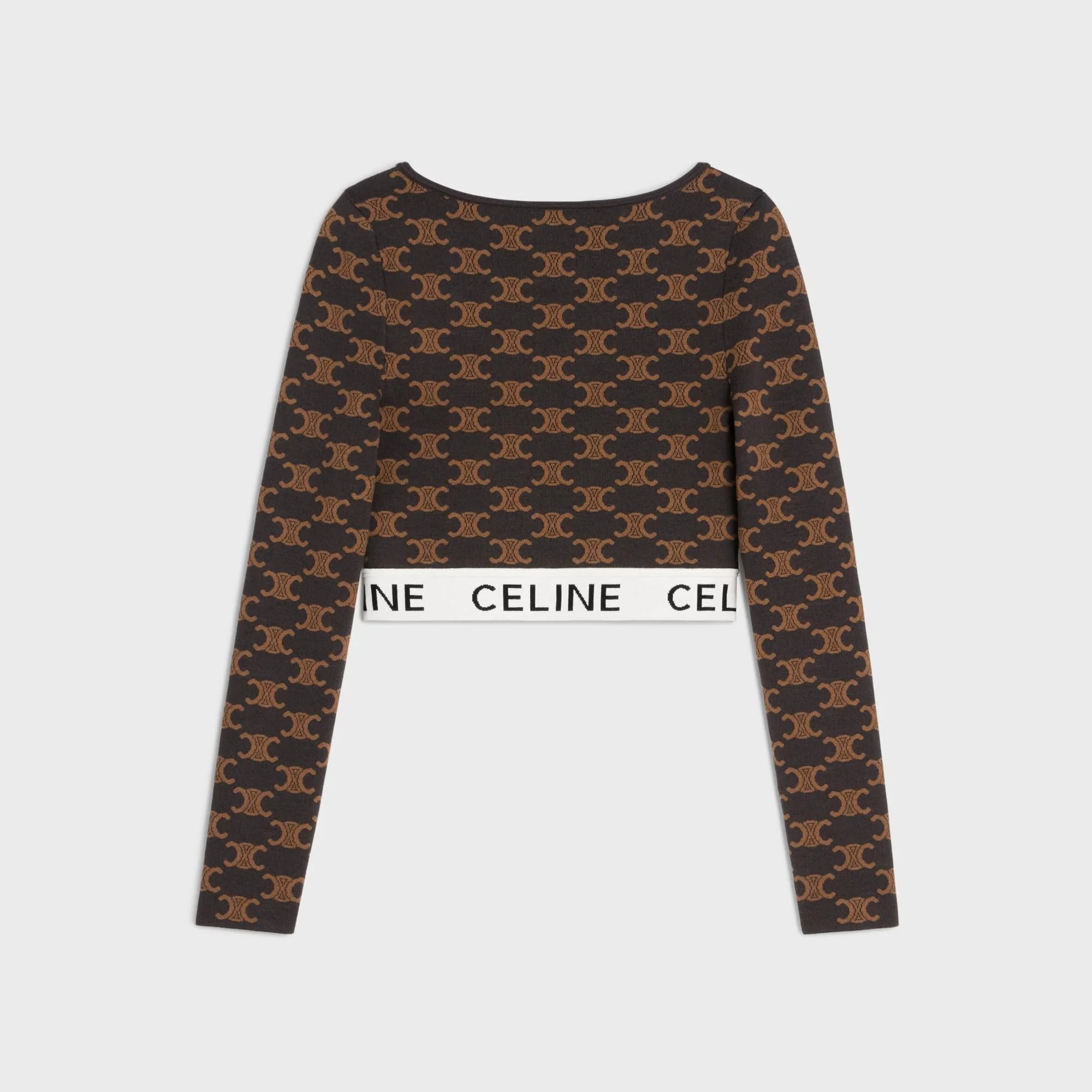 Long Sleeved Cropped Top - Brown - Image 2