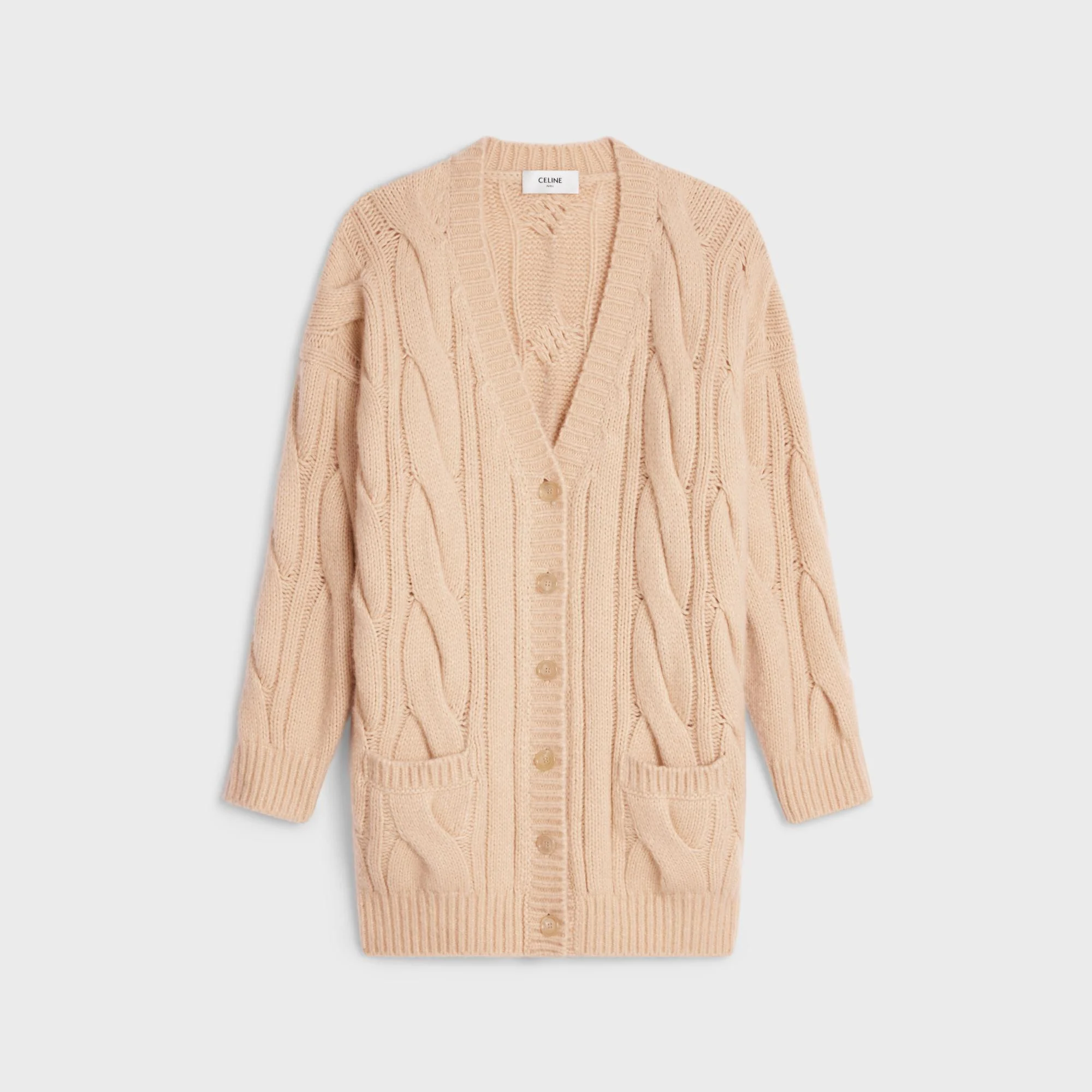 Long Cable Cardigan - Light Sand