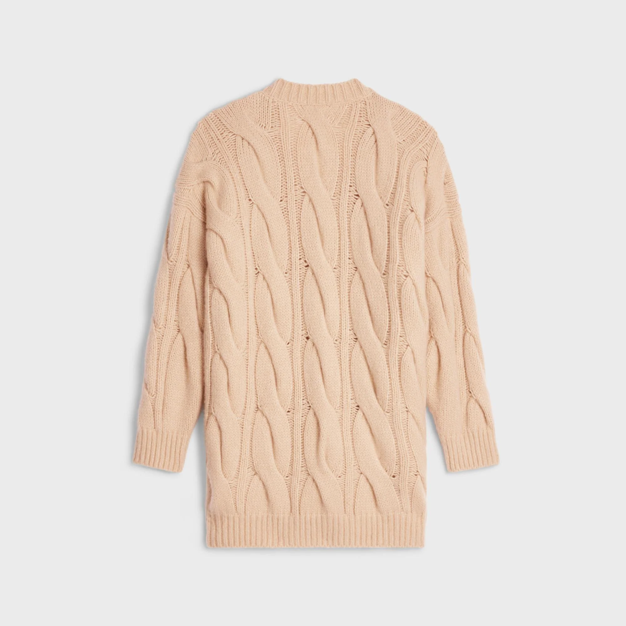 Long Cable Cardigan - Light Sand - Image 3