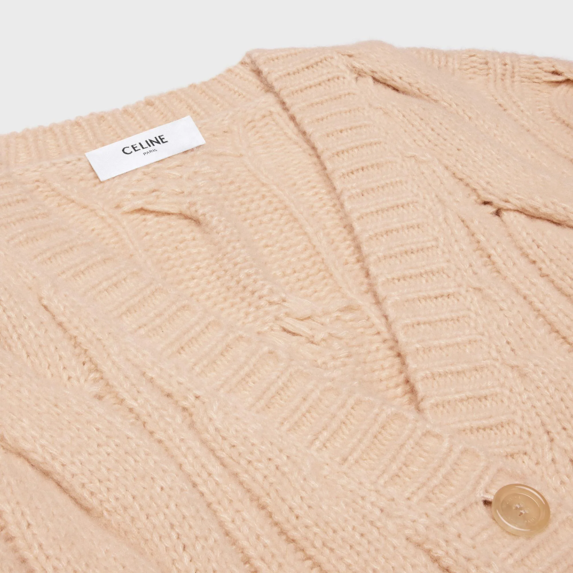 Long Cable Cardigan - Light Sand - Image 4