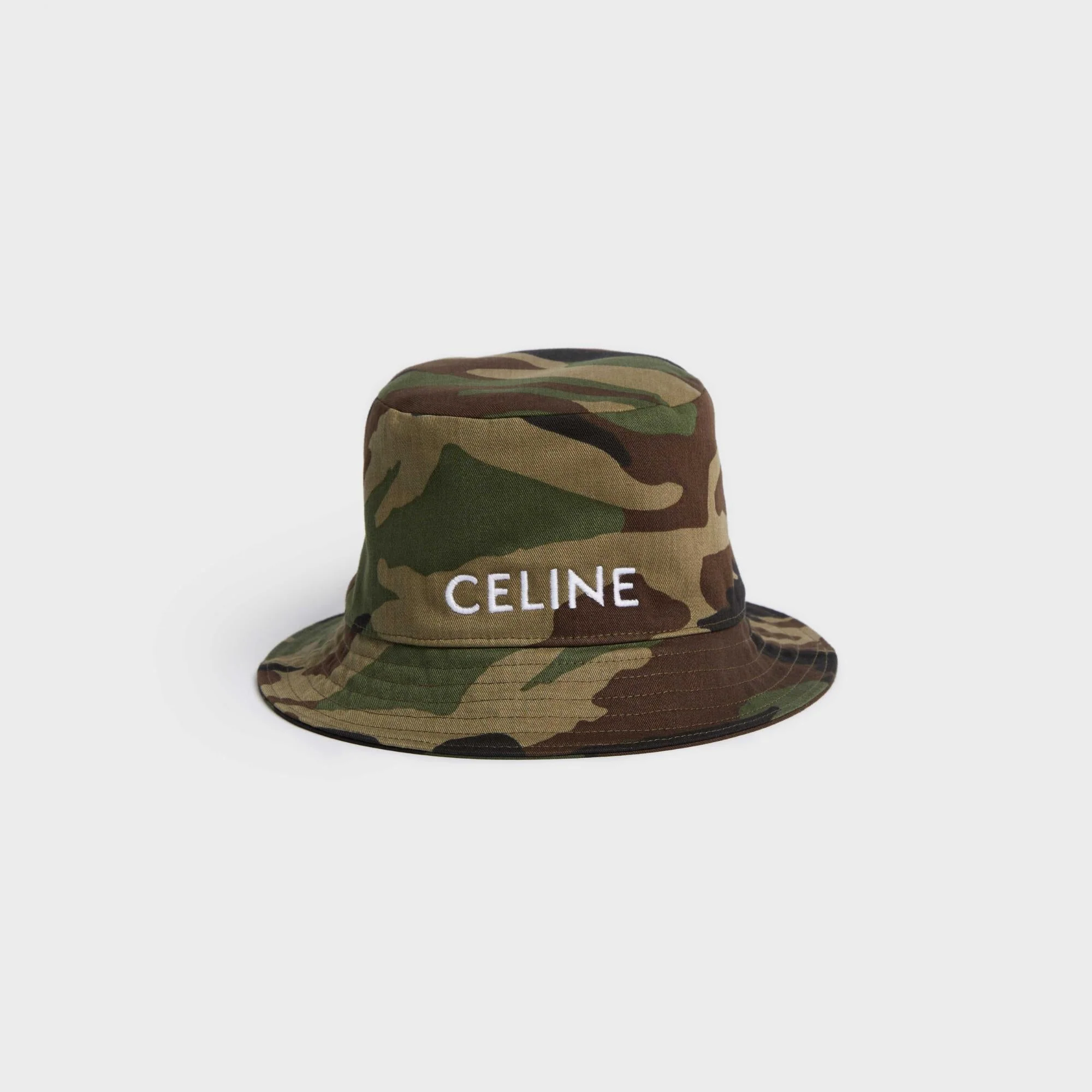 Celine Embroided Bucket Hat - Military Khaki