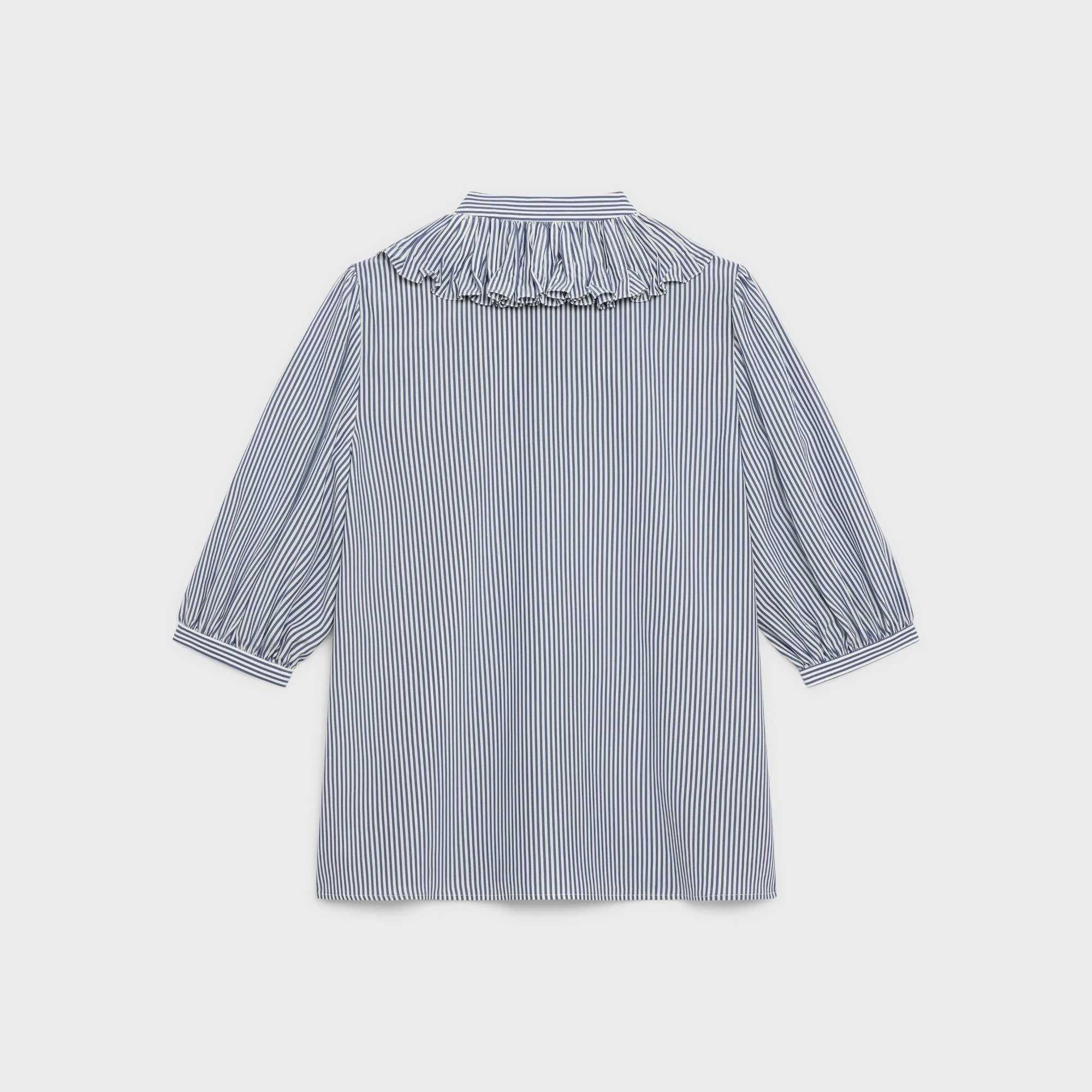 Pleated Collar Blouse - White/Blue - Image 2