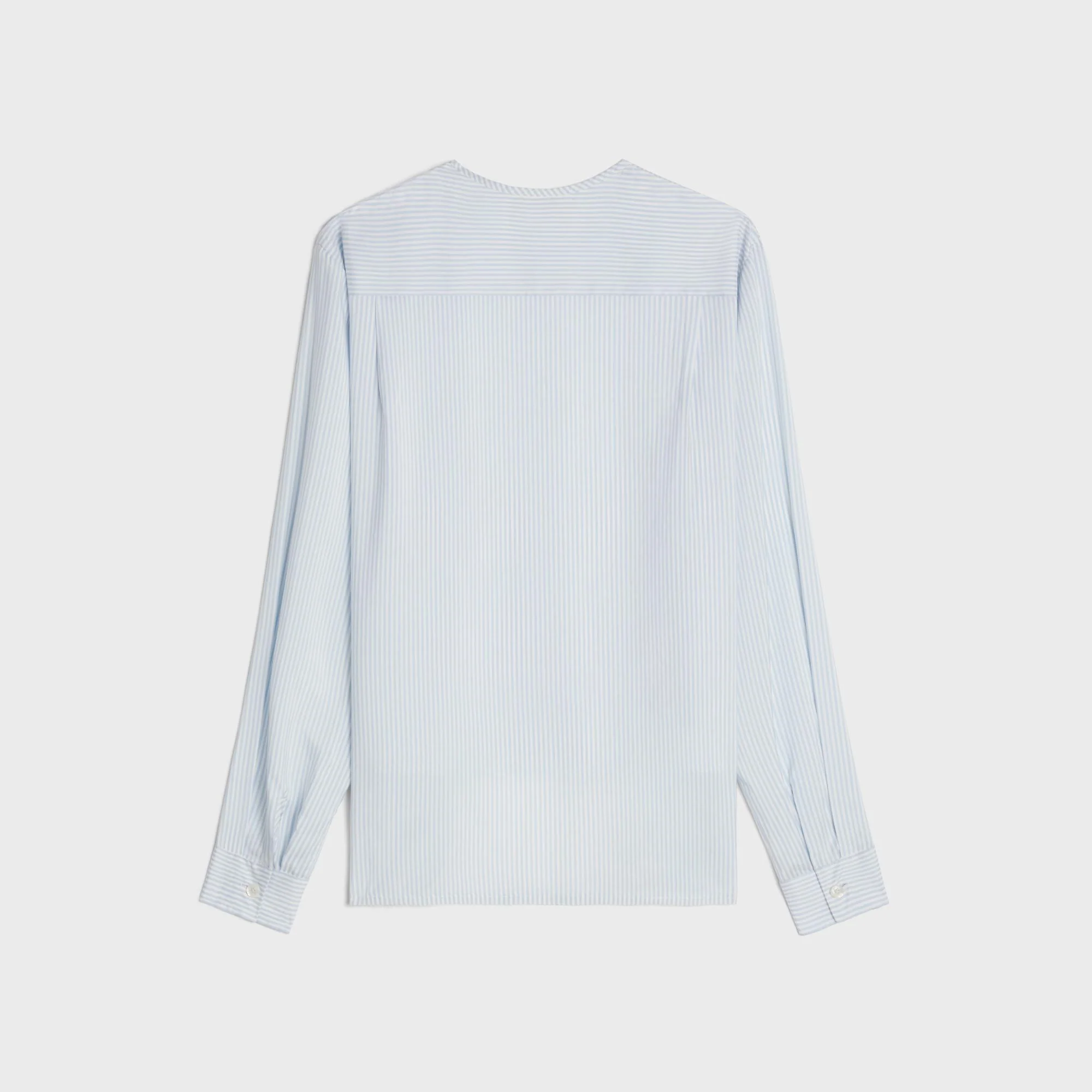Pure Blouse With Patched Pocket - White/Sky Blue - Image 2