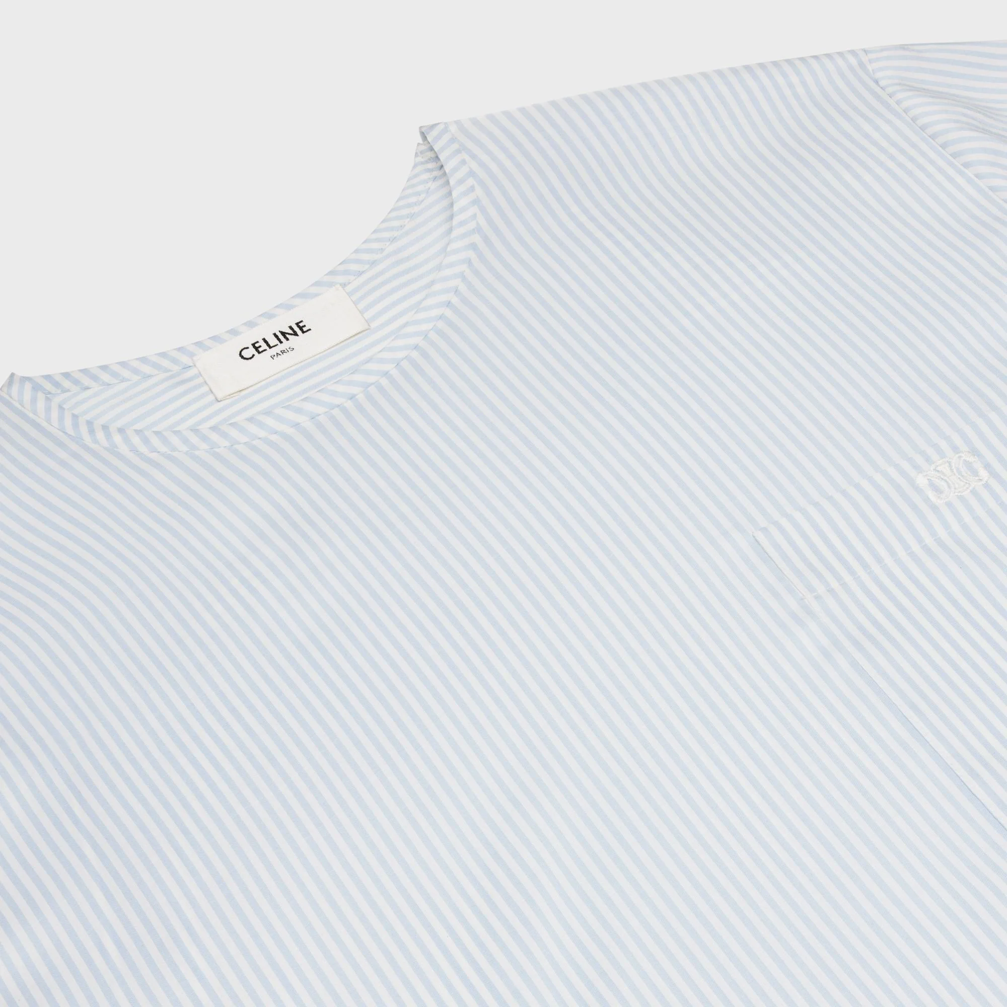 Pure Blouse With Patched Pocket - White/Sky Blue - Image 3