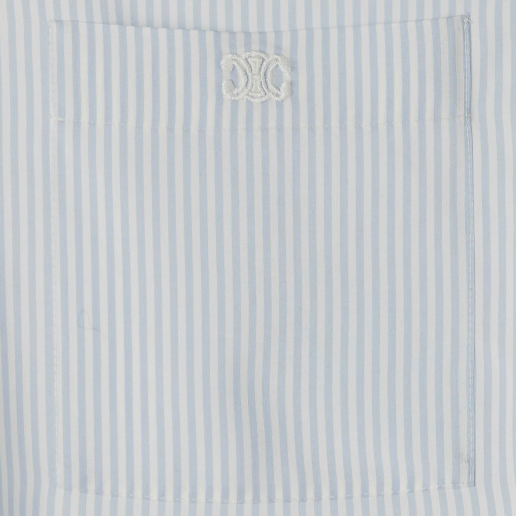 Pure Blouse With Patched Pocket - White/Sky Blue - Image 4