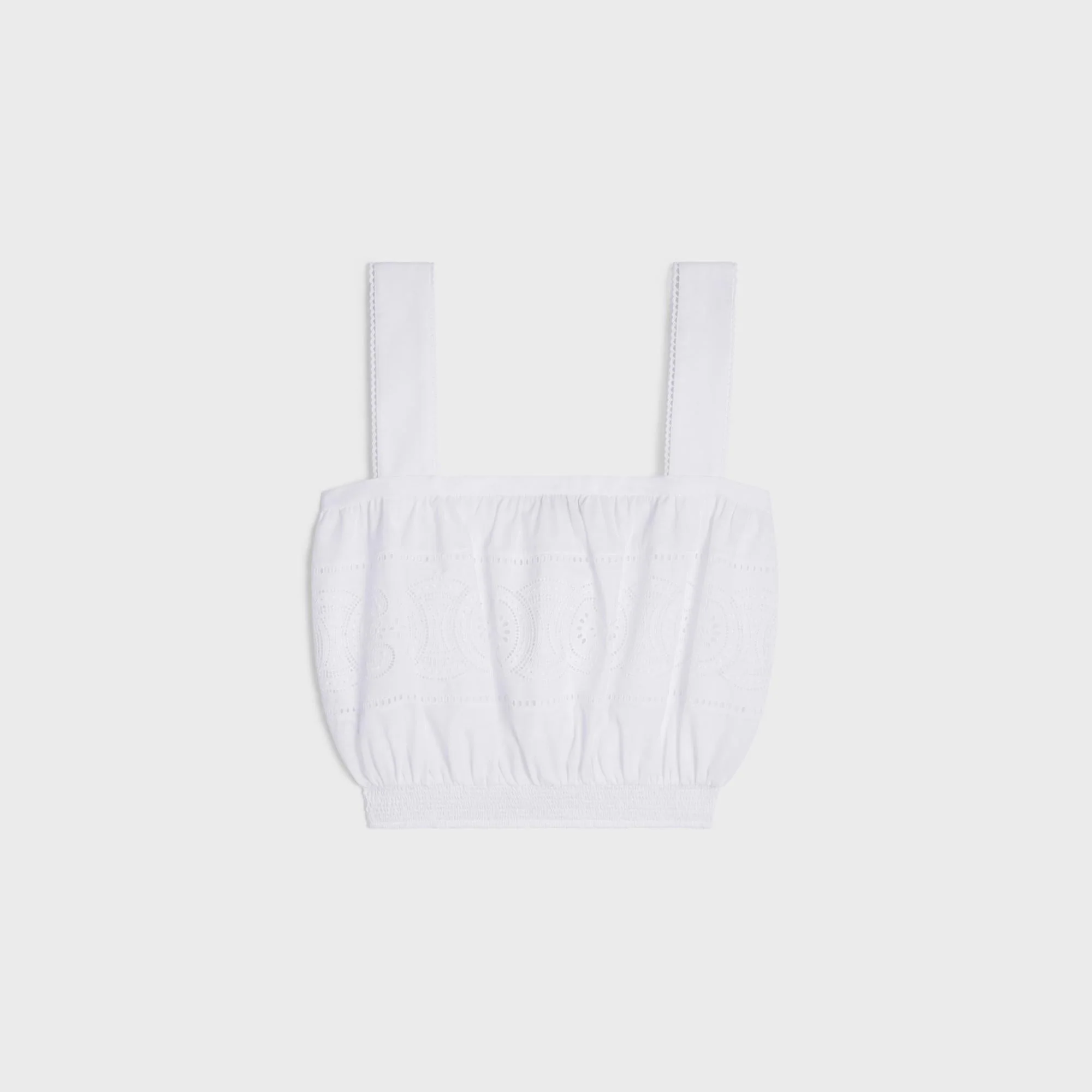 Embroidered Smock Crop Top - White - Image 2