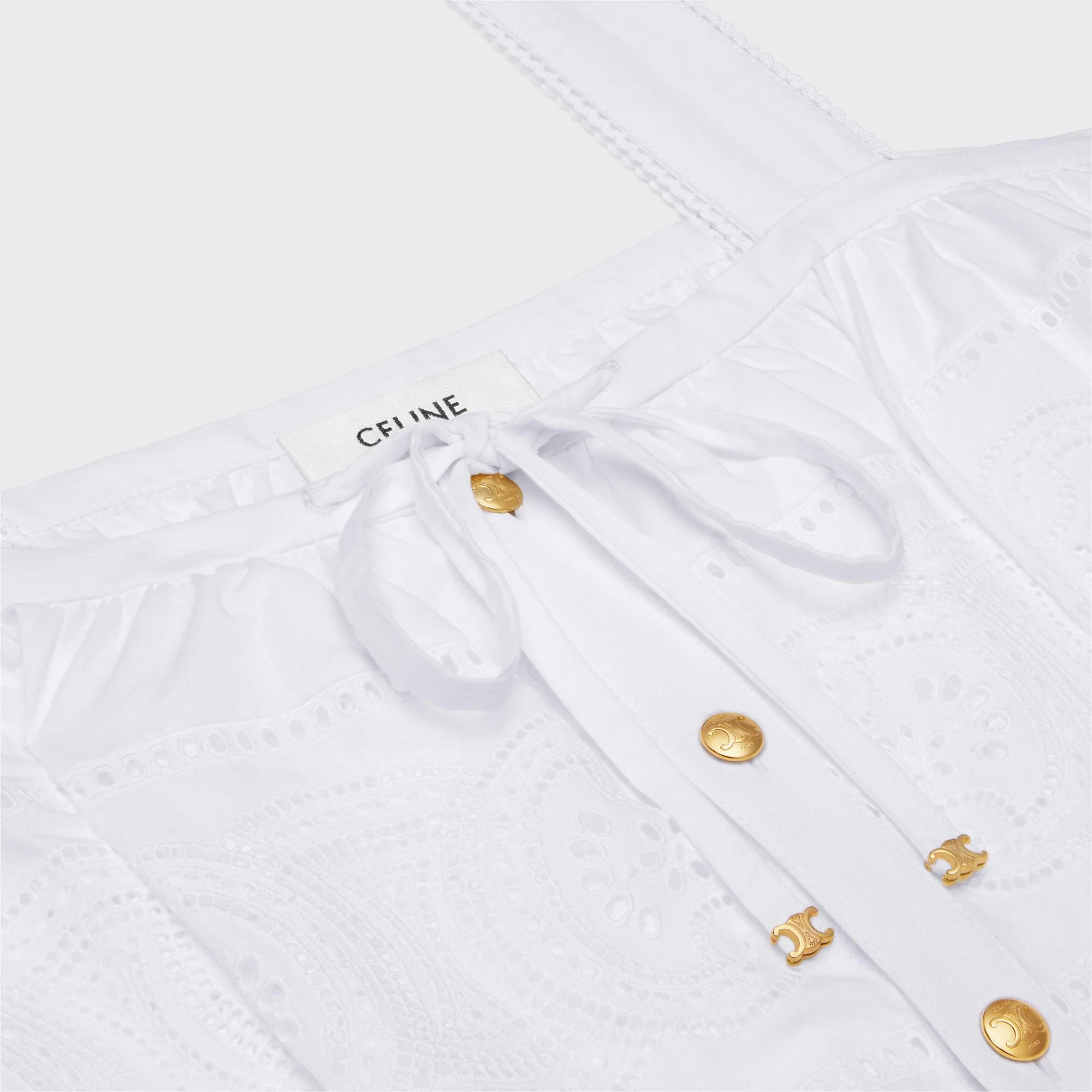 Embroidered Smock Crop Top - White - Image 3