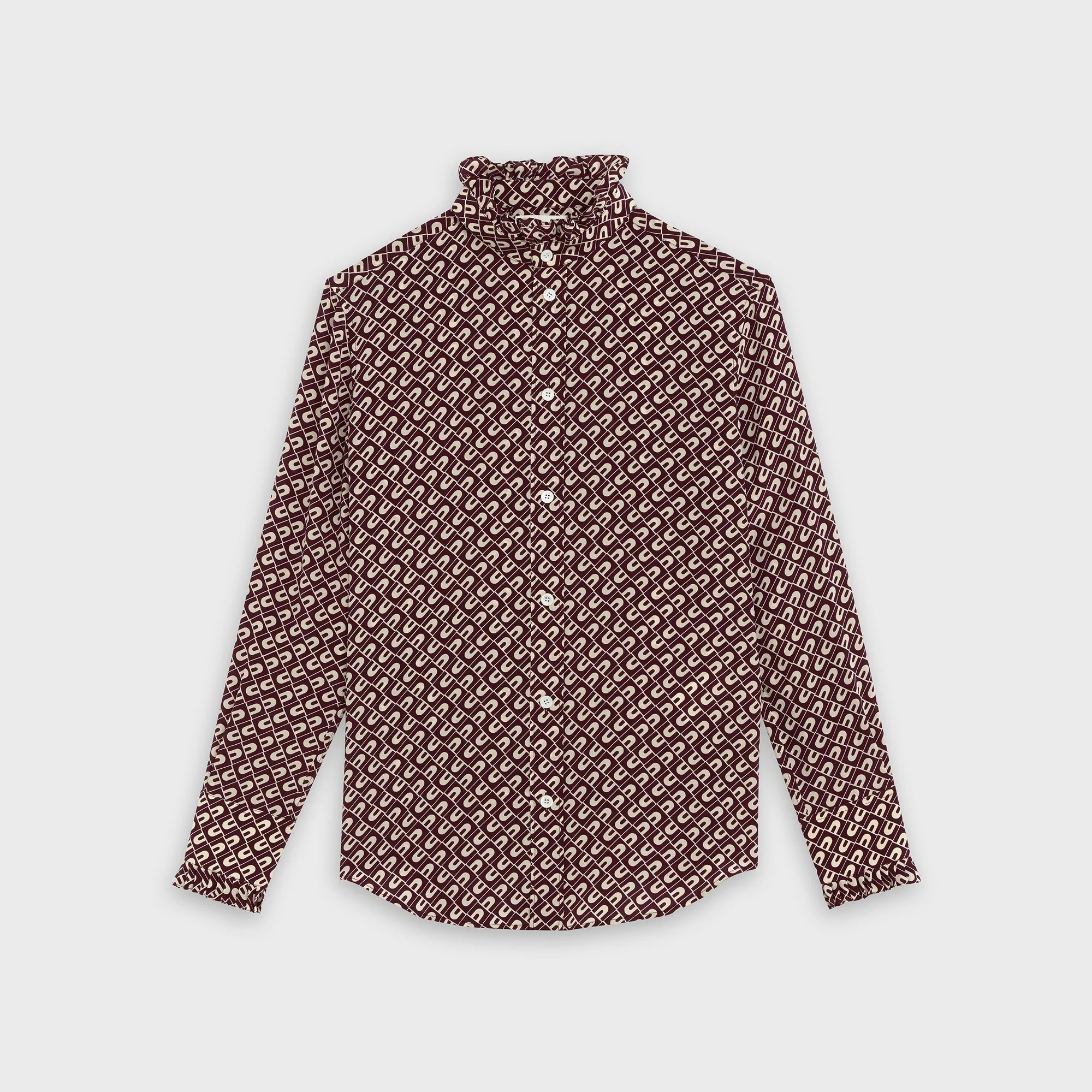 Cl Shirt With Frill Cuffs - Prune