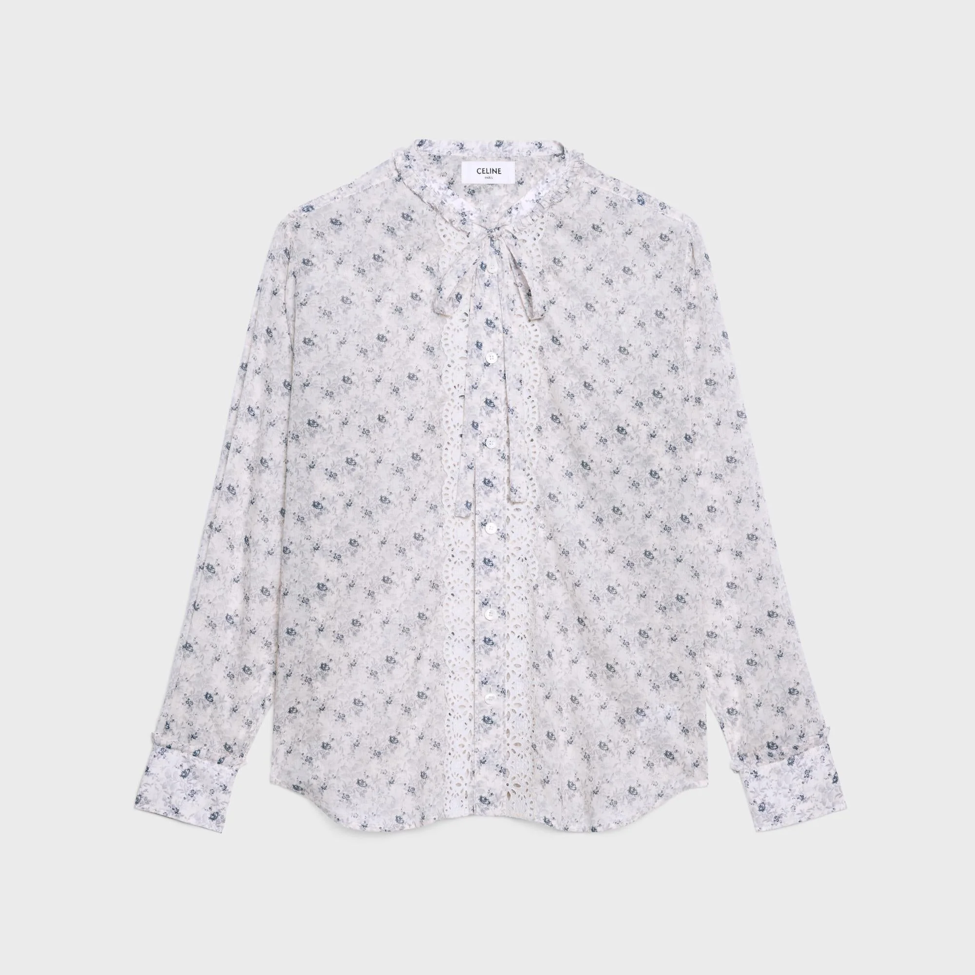 Lo Embroidered Plastron Shirt - Chalk/Black/Grey