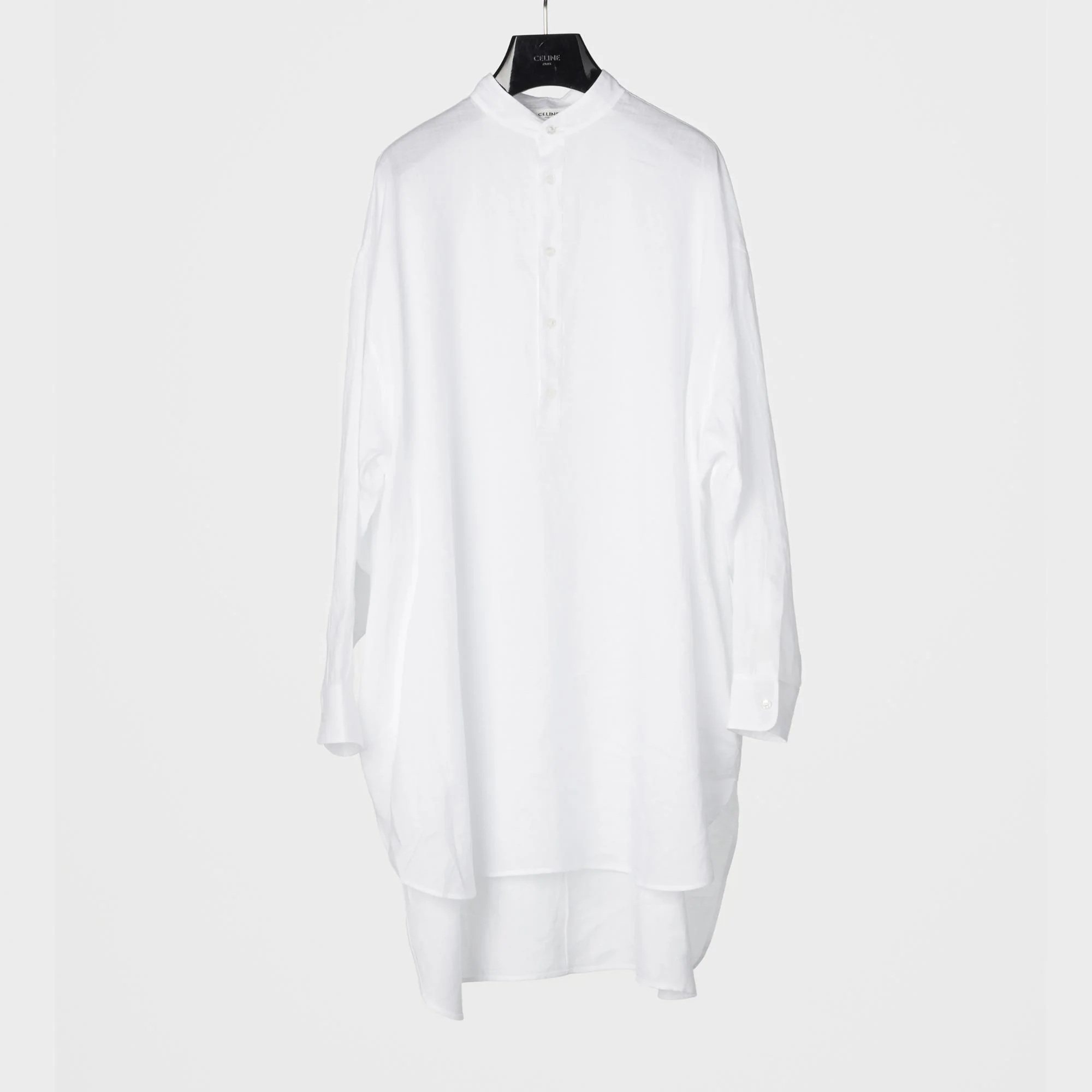 Painter Shirt With Tunisian Collar - White