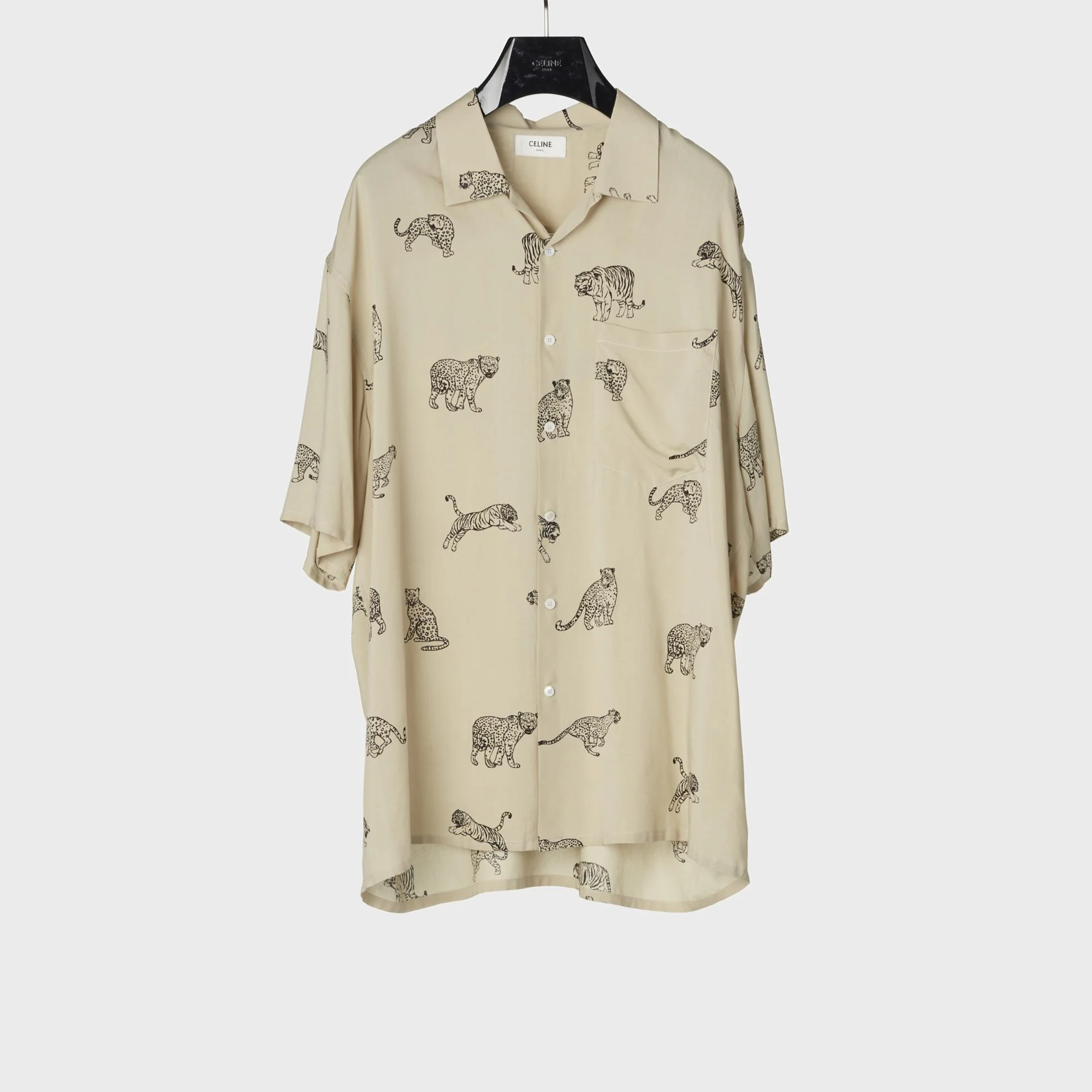 Oversized Hawaii Shirt - Light Beige/Black