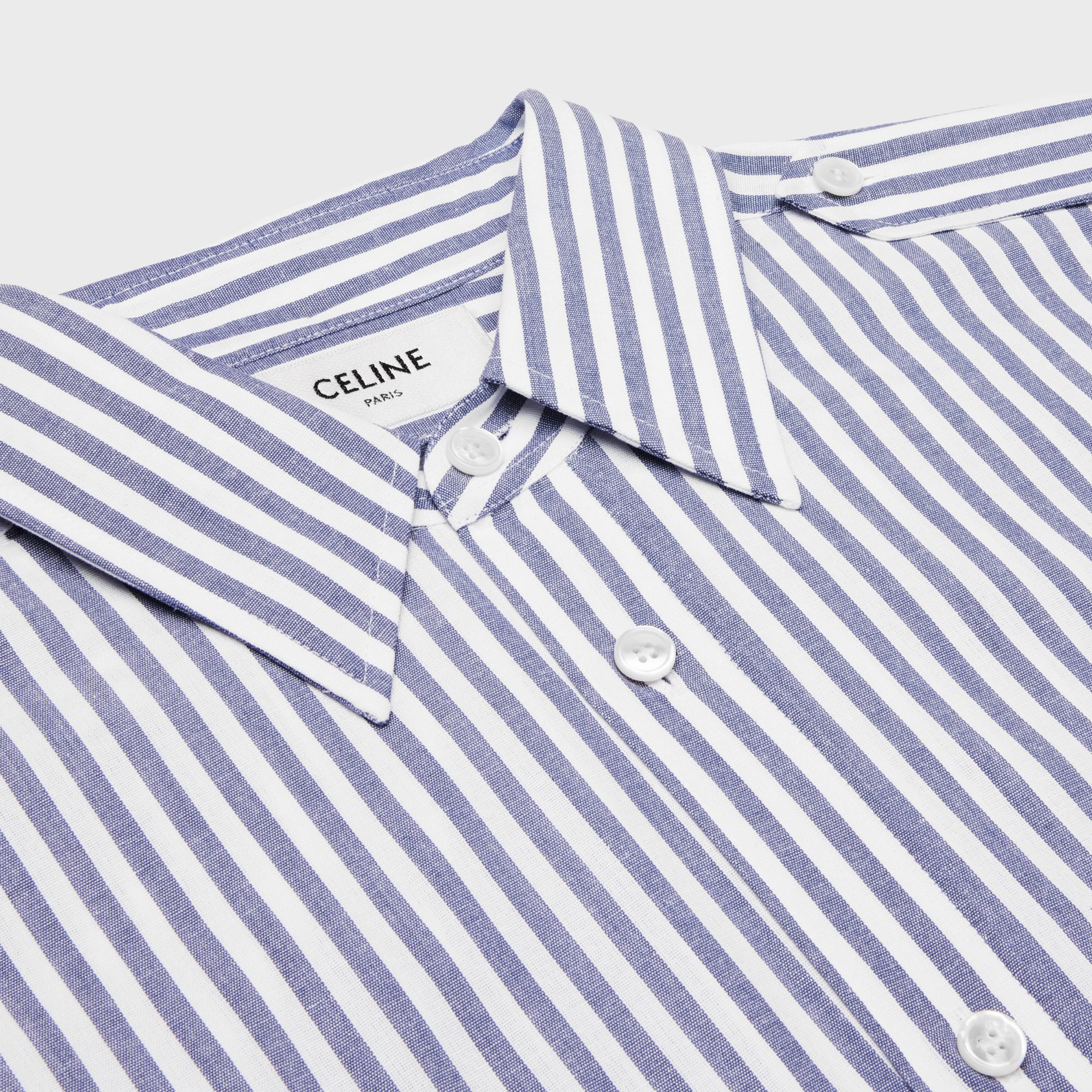 Cropped Reporter Shirt - White/Blue - Image 3