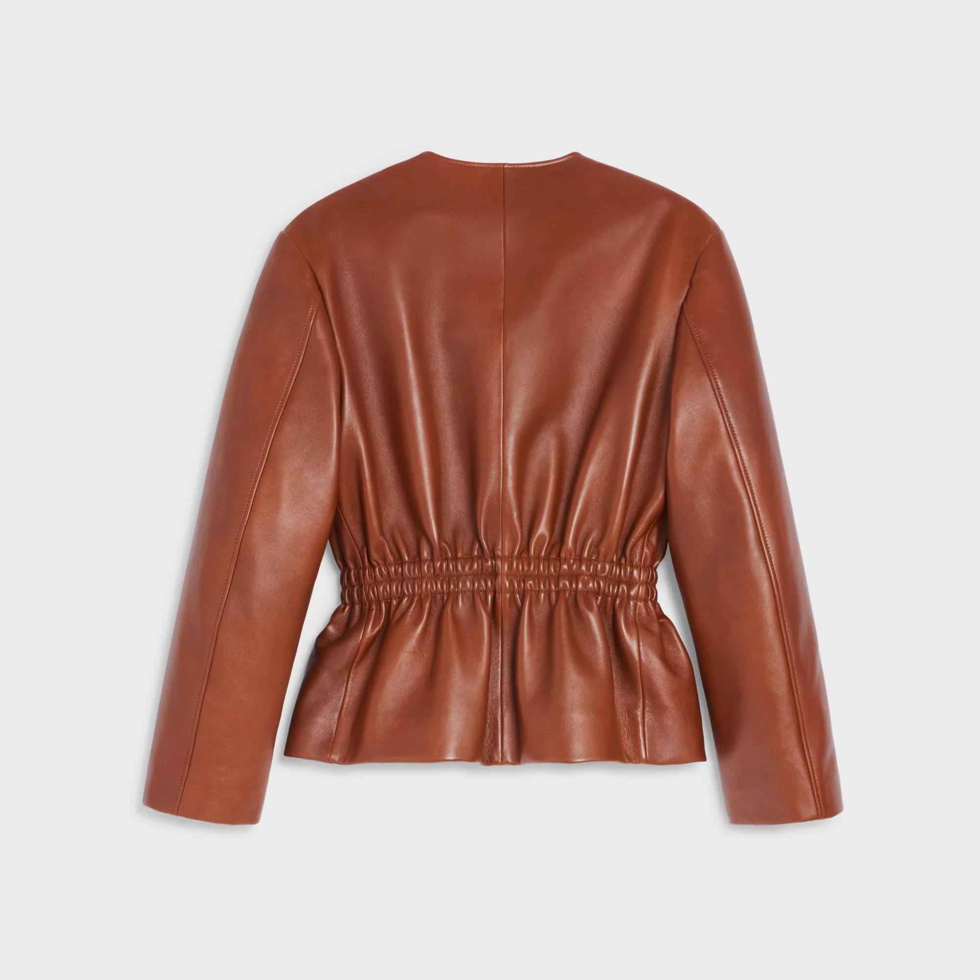 Smocked Belt Jacket - Cognac - Image 2