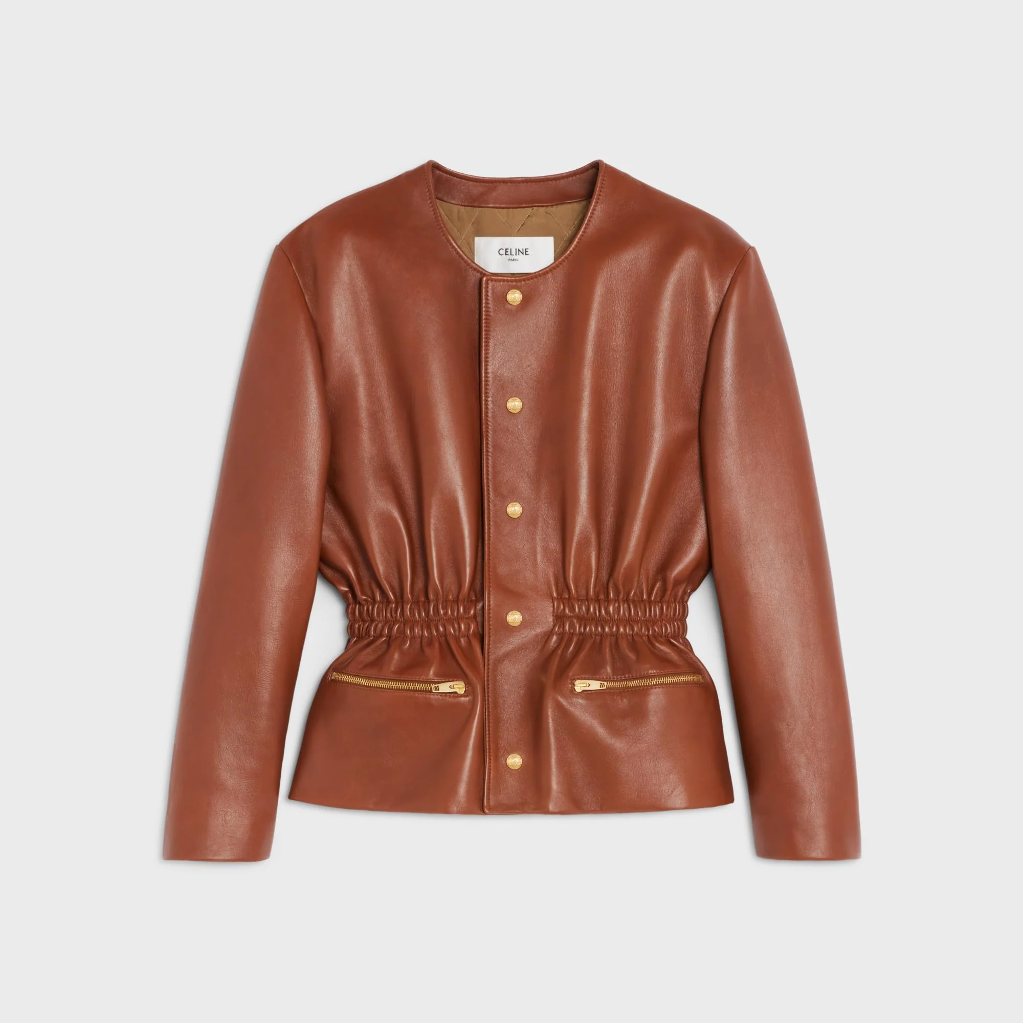 Smocked Belt Jacket - Cognac