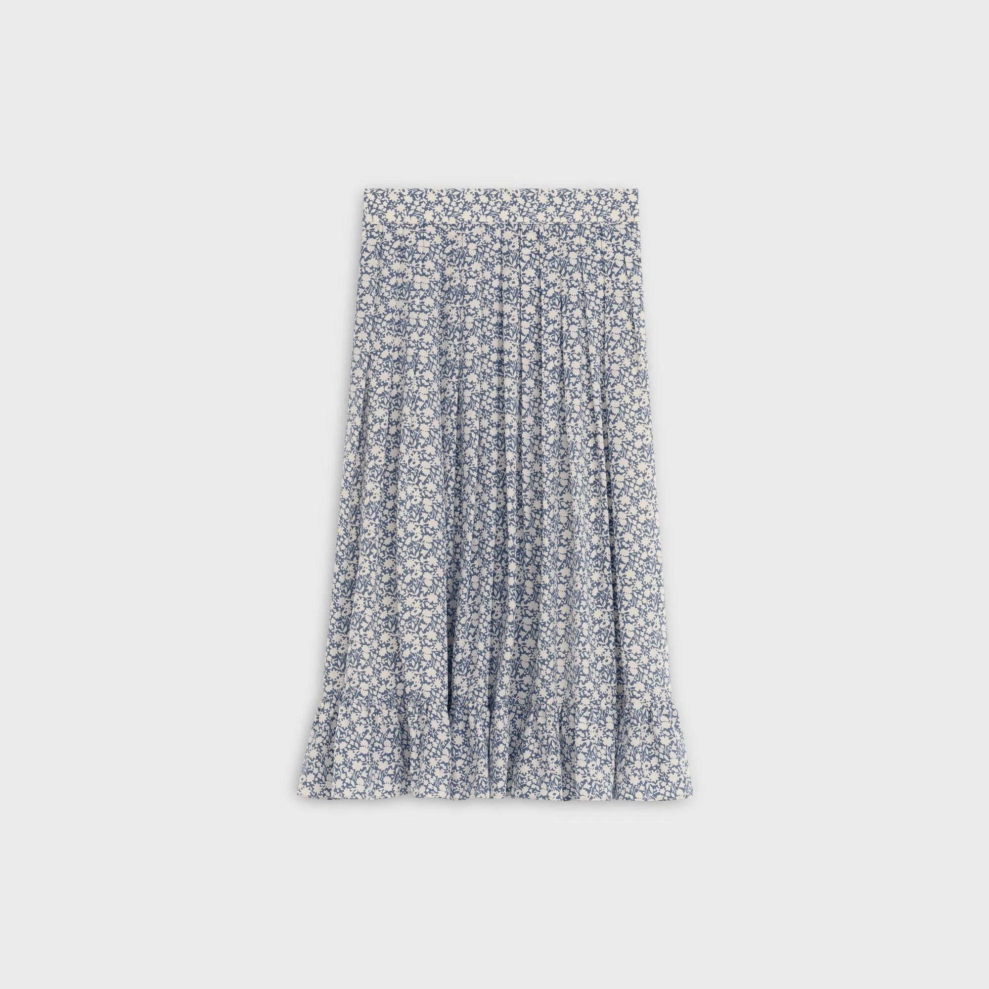 Pleated Prairie Skirt - Blue/Off White
