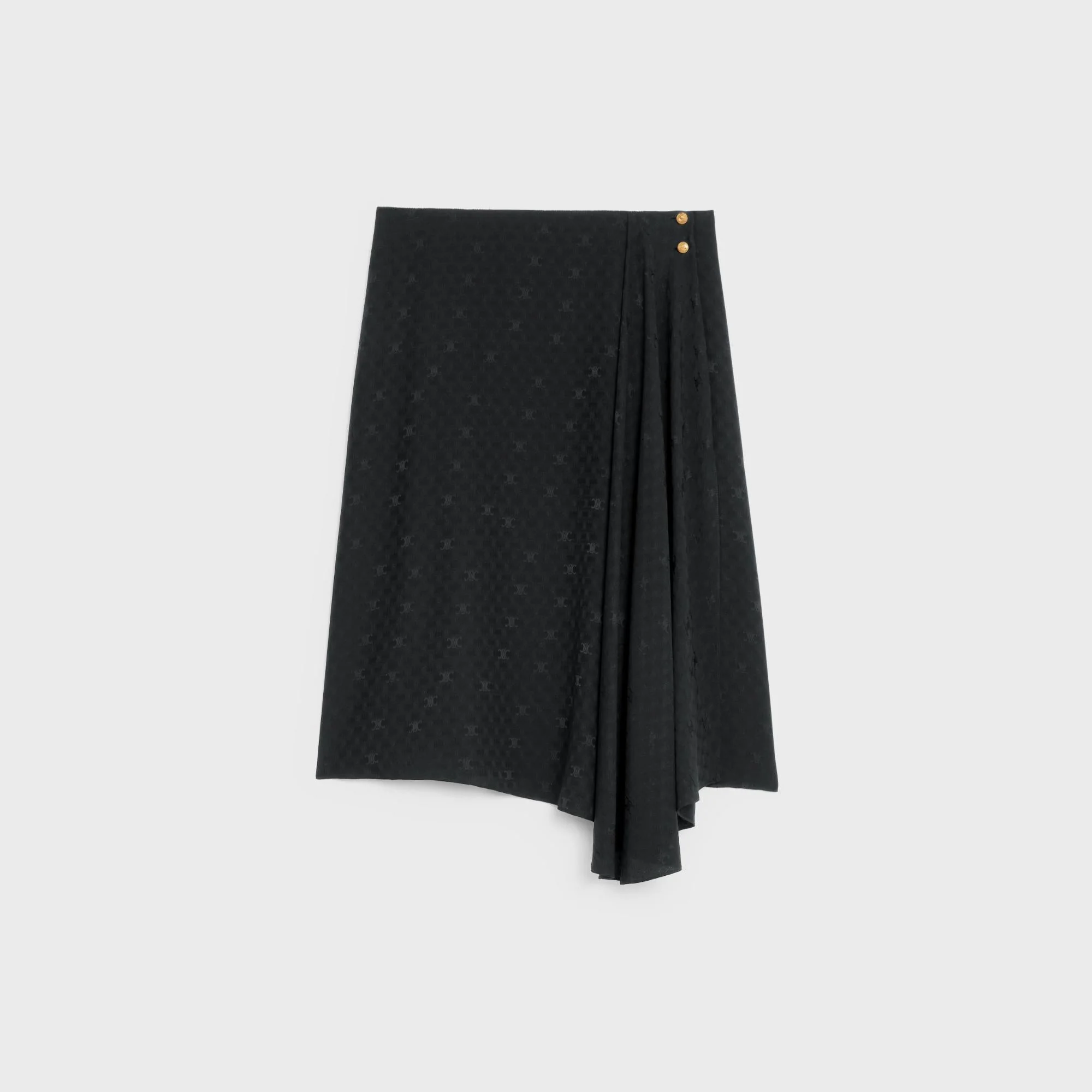 Asymmetrical Skirt With Gold Buttons - Black