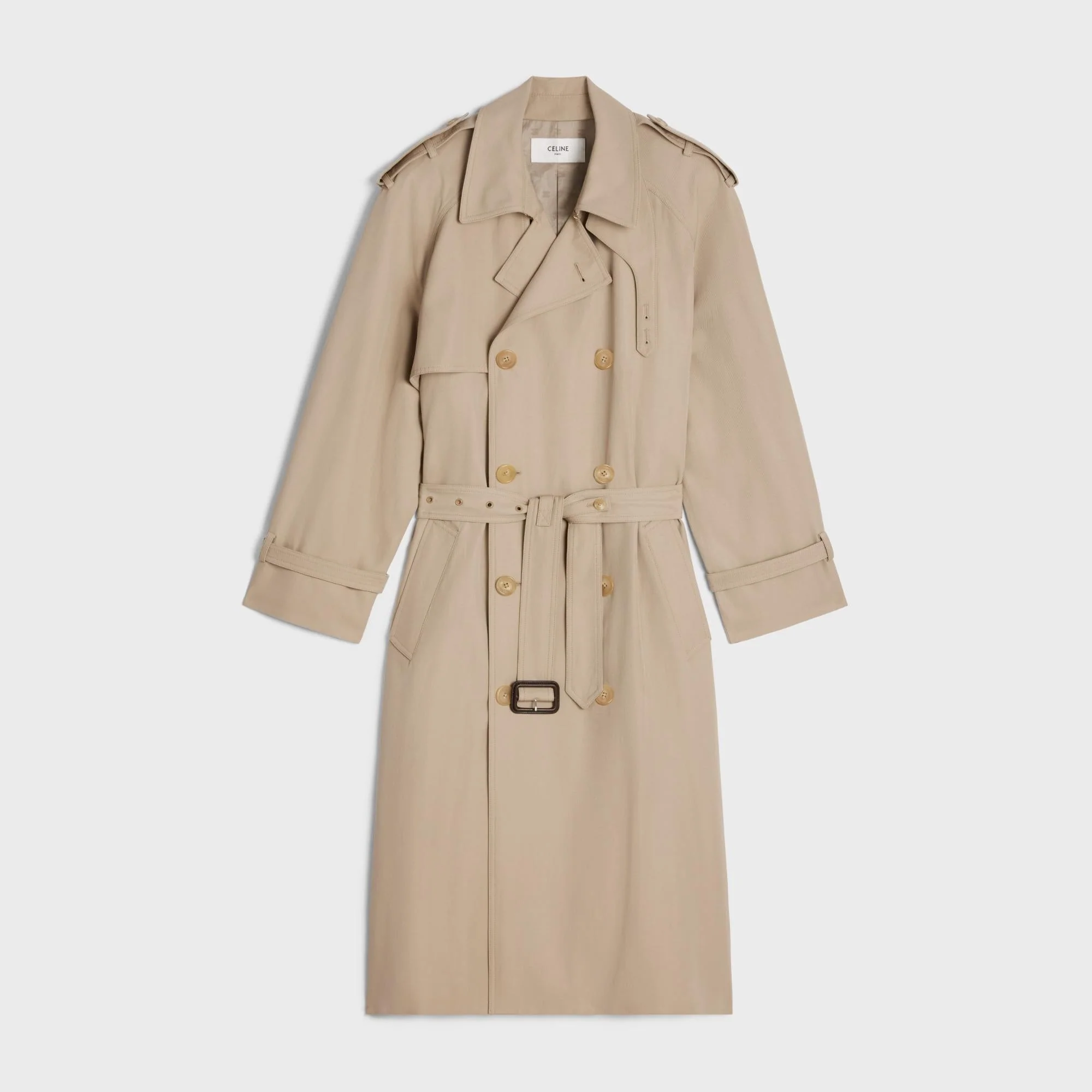 Military Tomboy Trench Coat - Off White/Deep Red
