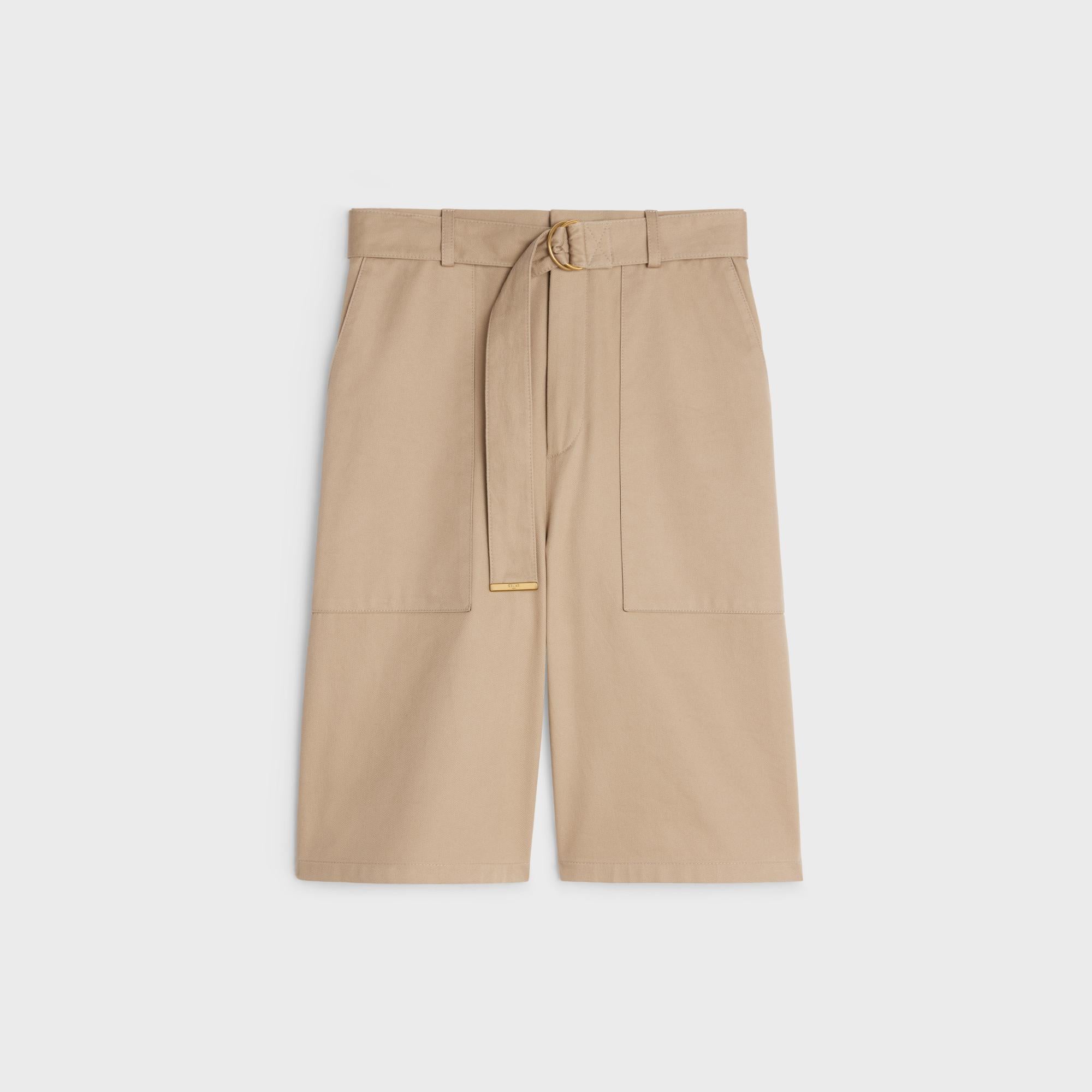 Cargo Shorts With D-Ring Belt - Beige