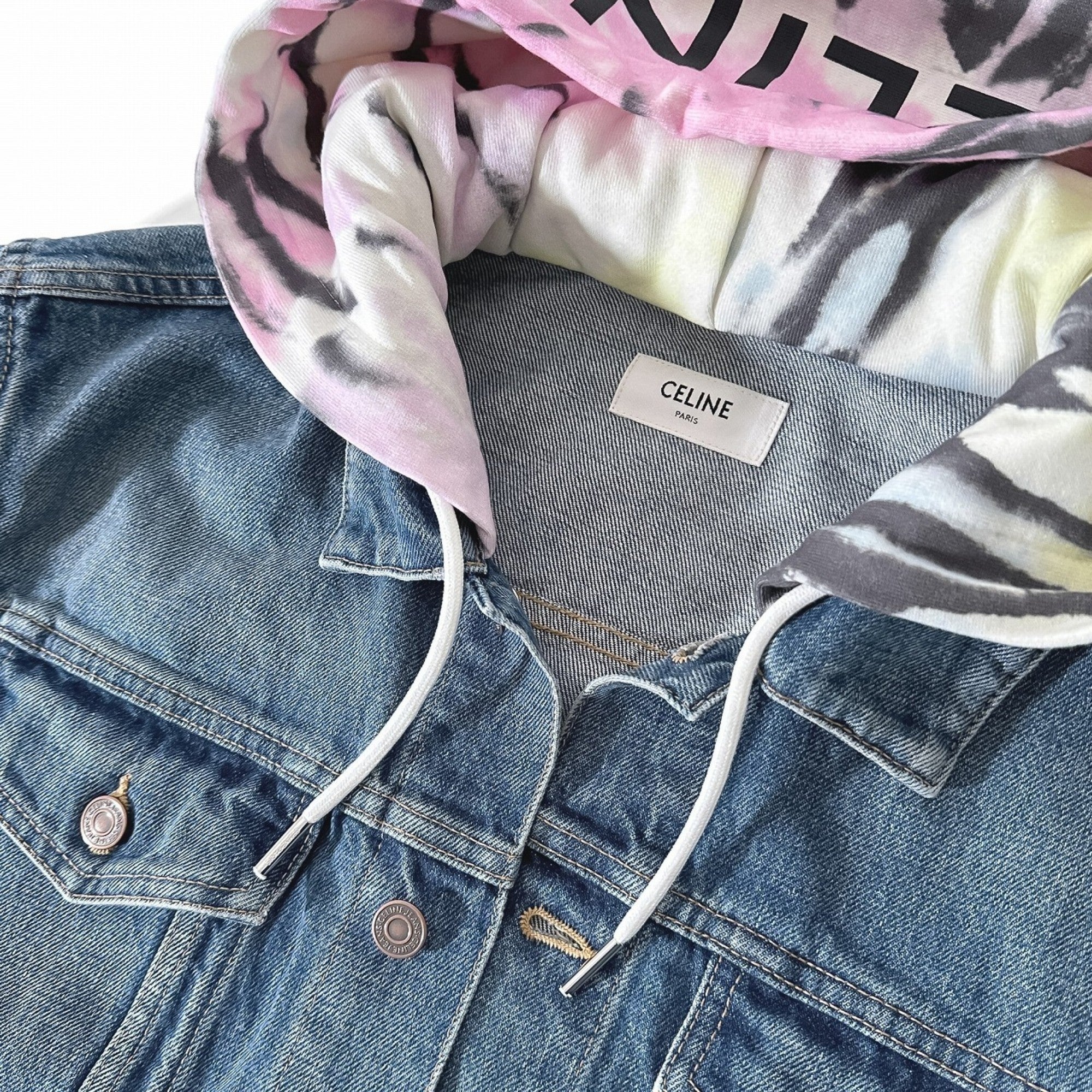 Hooded V Shape Trucker Jacket - Union Wash - Image 2