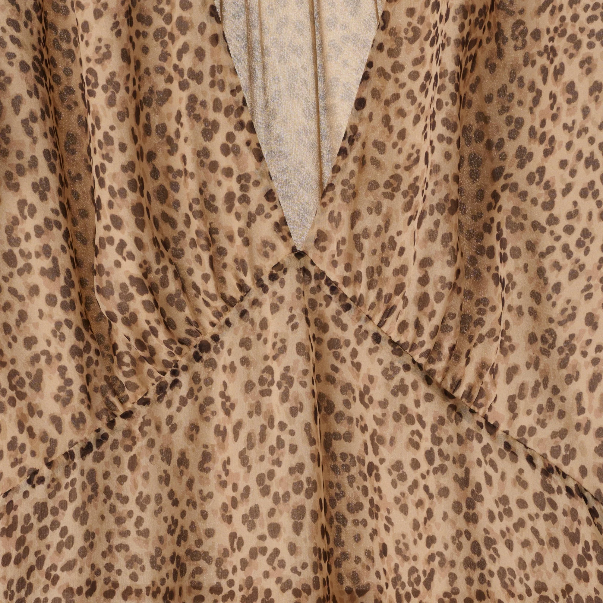 Babydoll V-Neck Mini Dress - Vanilla/Brown - Image 15