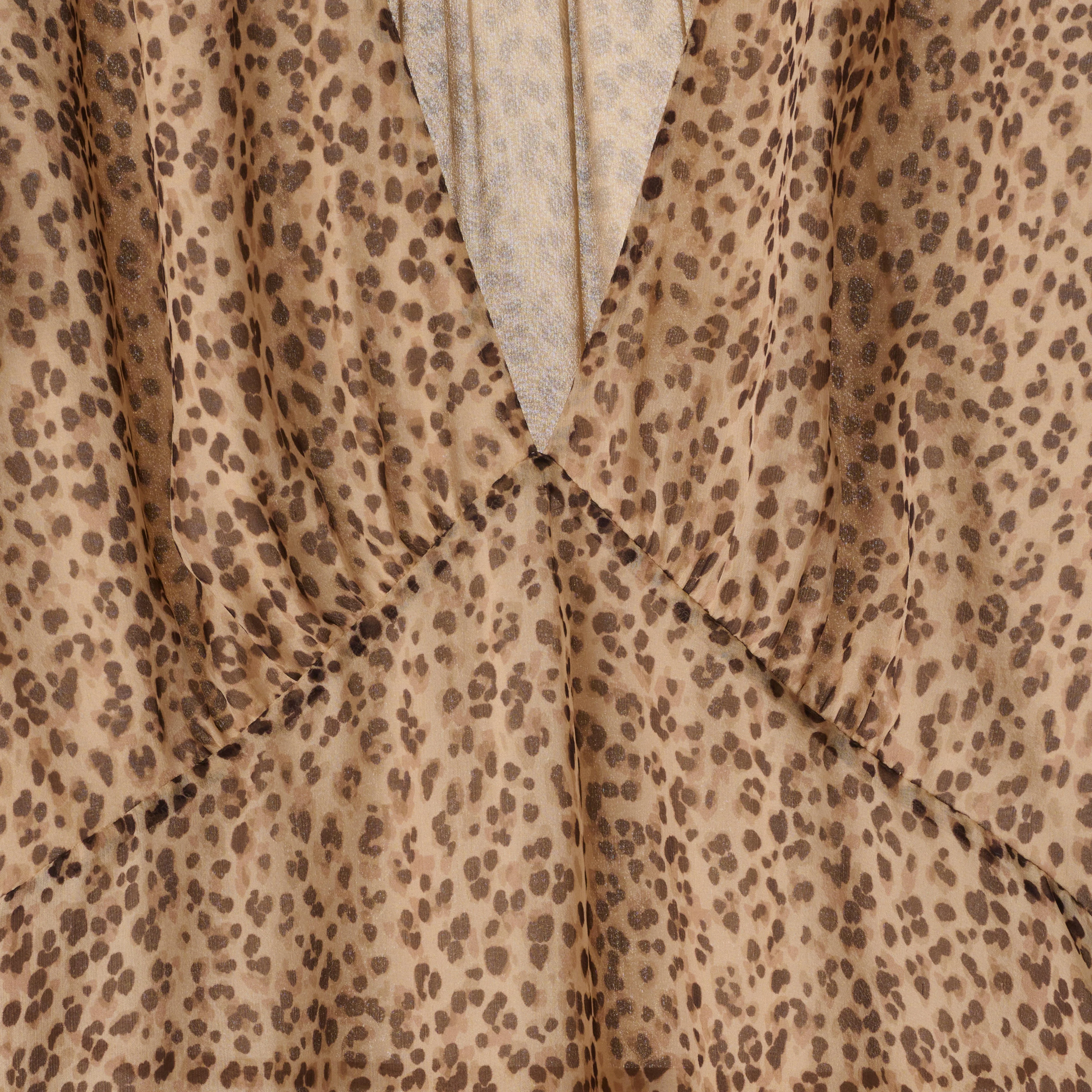 Babydoll V-Neck Mini Dress - Vanilla/Brown - Image 16